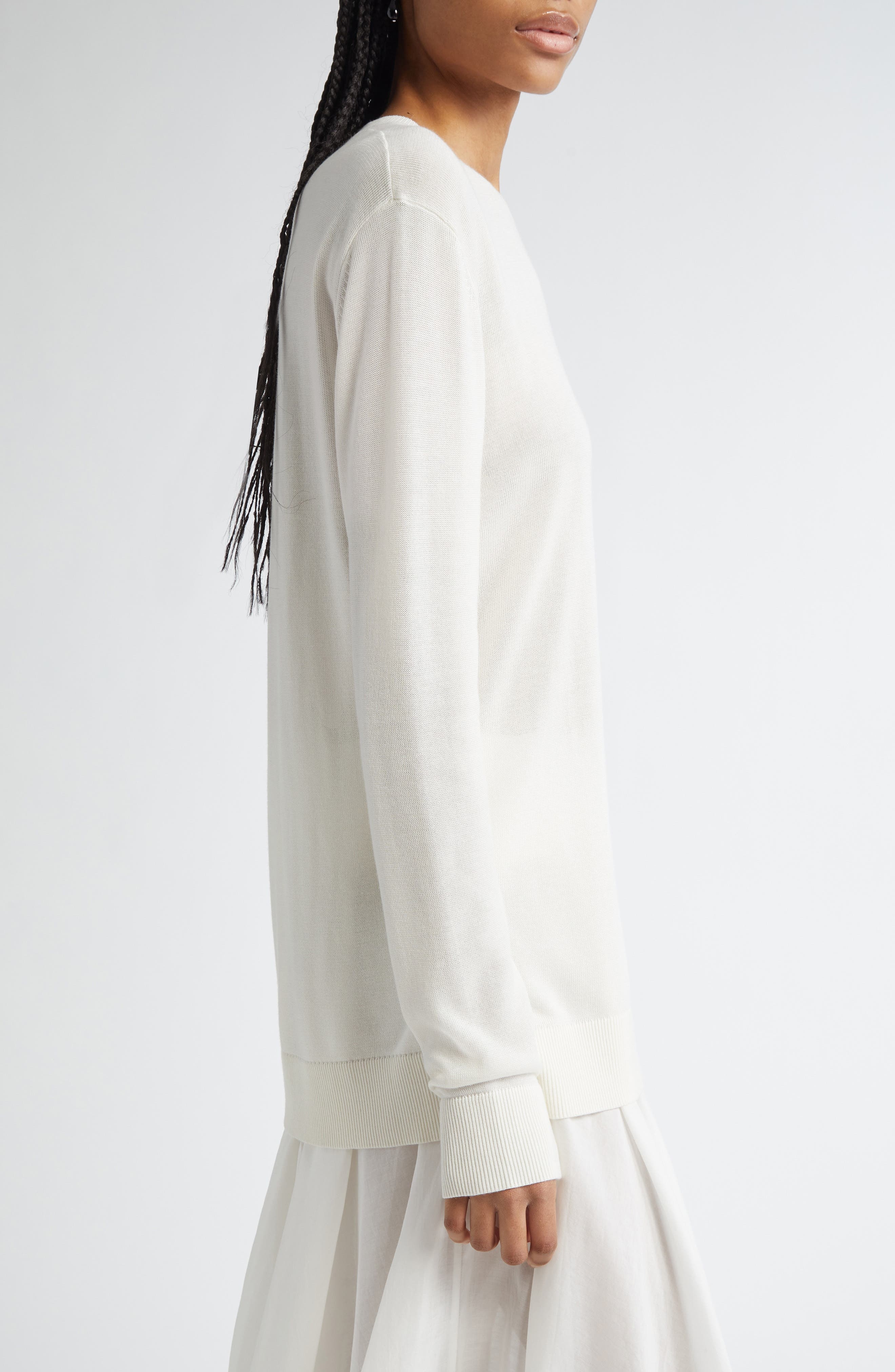TOTEME Long Sleeve Knit T-Shirt in White at Nordstrom - 4