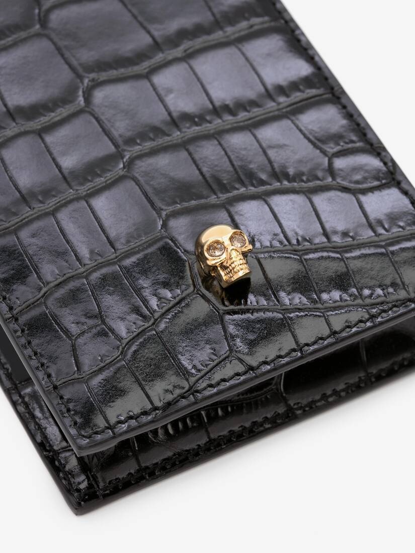Women's Skull Phone Case With Chain in Black - 5