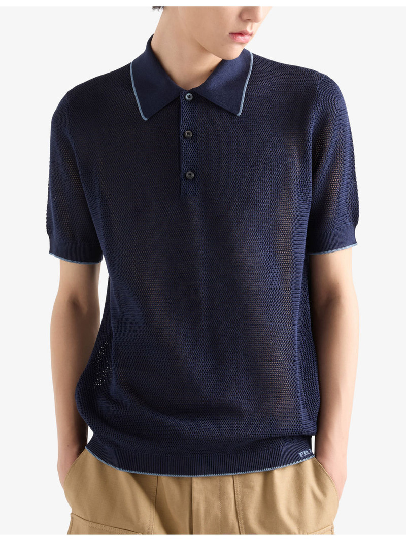 Logo-Intarsia Silk-Cotton Polo Shirt 3
