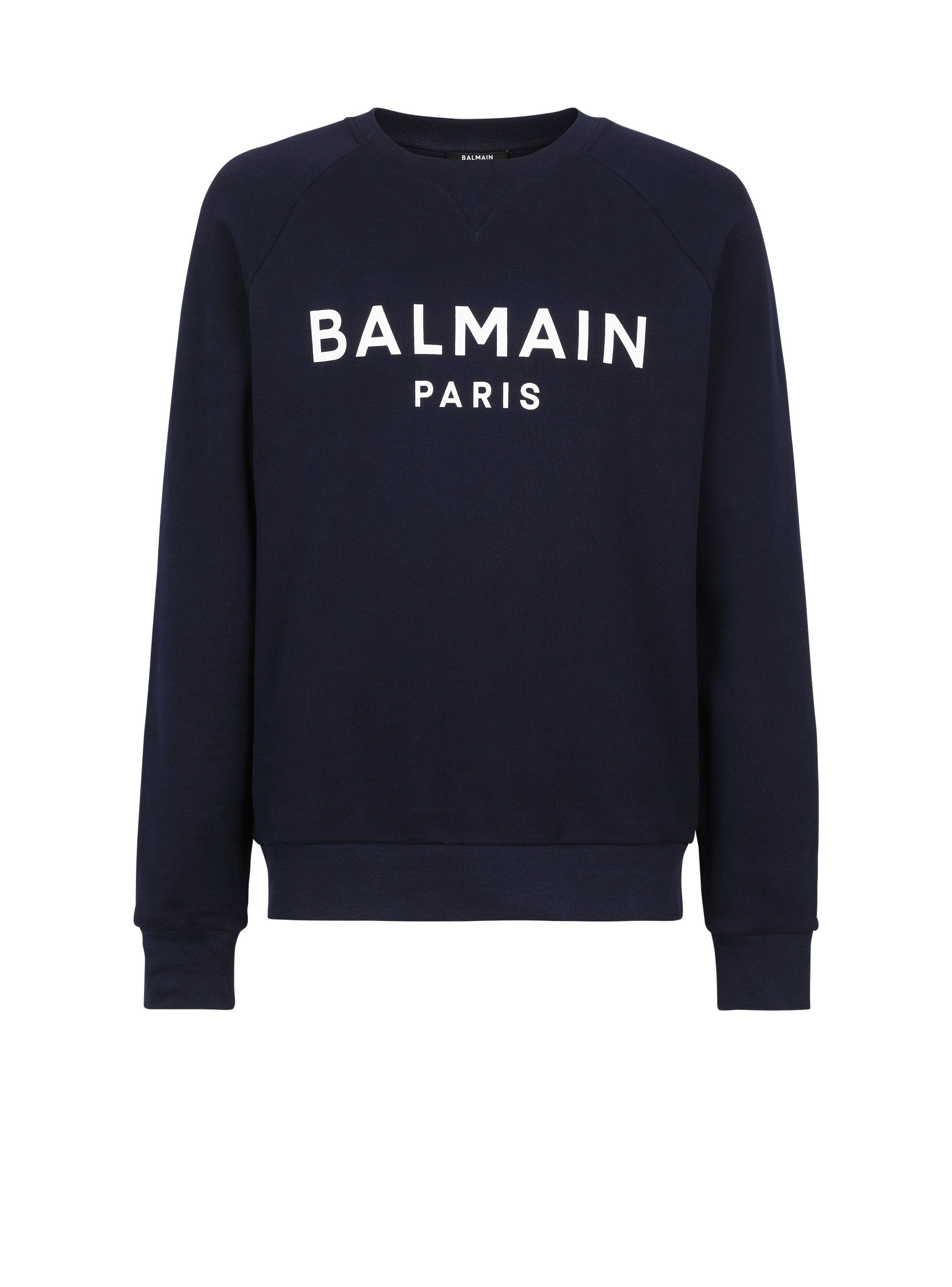 Cotton sweatshirt with flocked Balmain Paris logo - 1