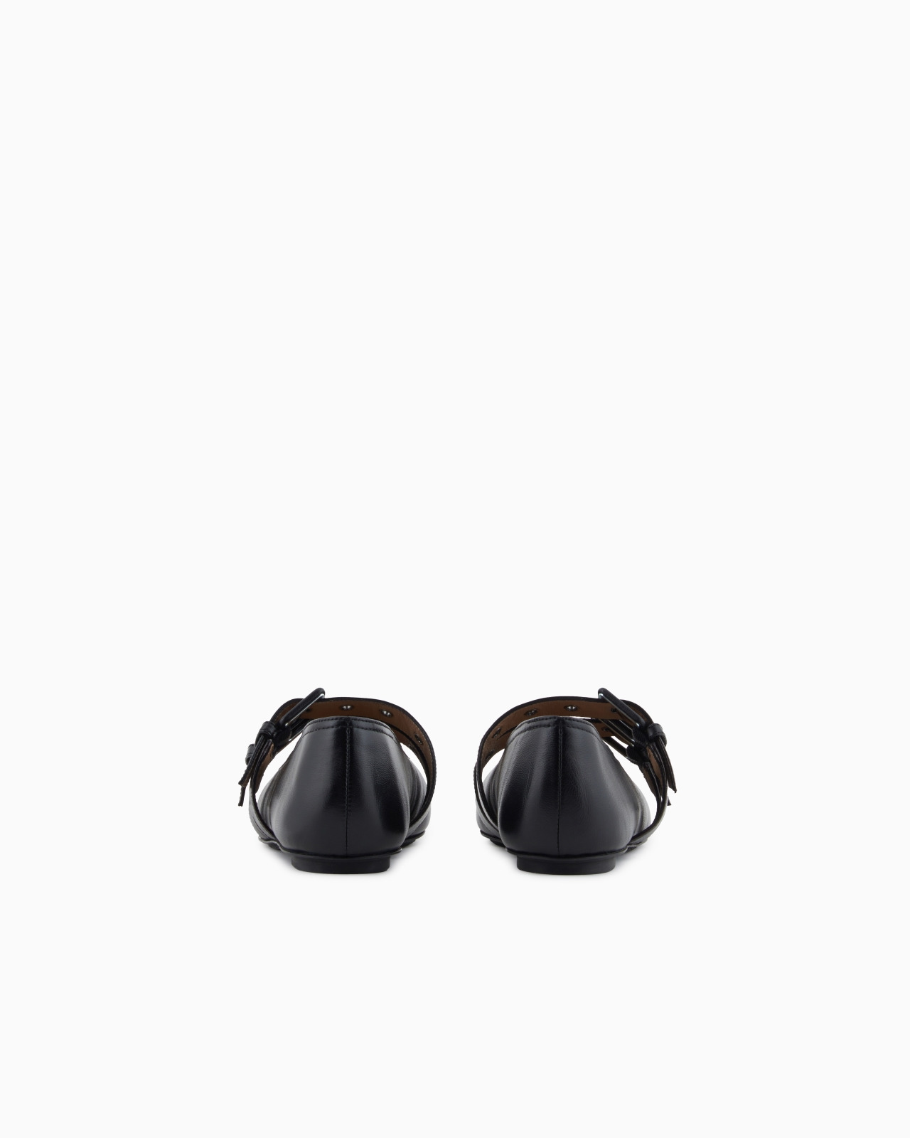 NAPPA-LEATHER SQUARE-TOED BALLERINAS WITH DOUBLE STRAP - 4