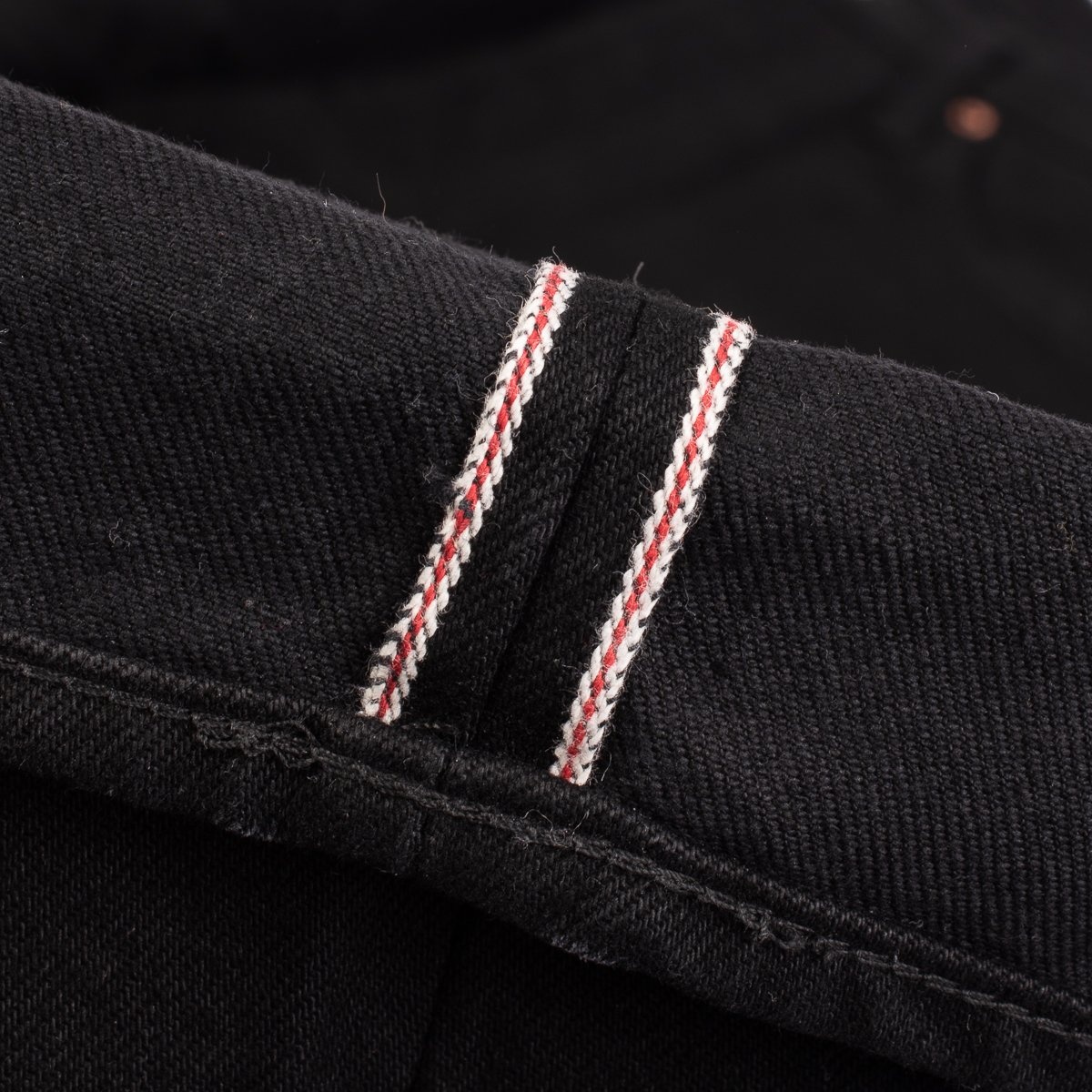 IH-888S-142bb 14oz Selvedge Denim Medium/High Rise Tapered Cut Jeans - Black/Black - 13