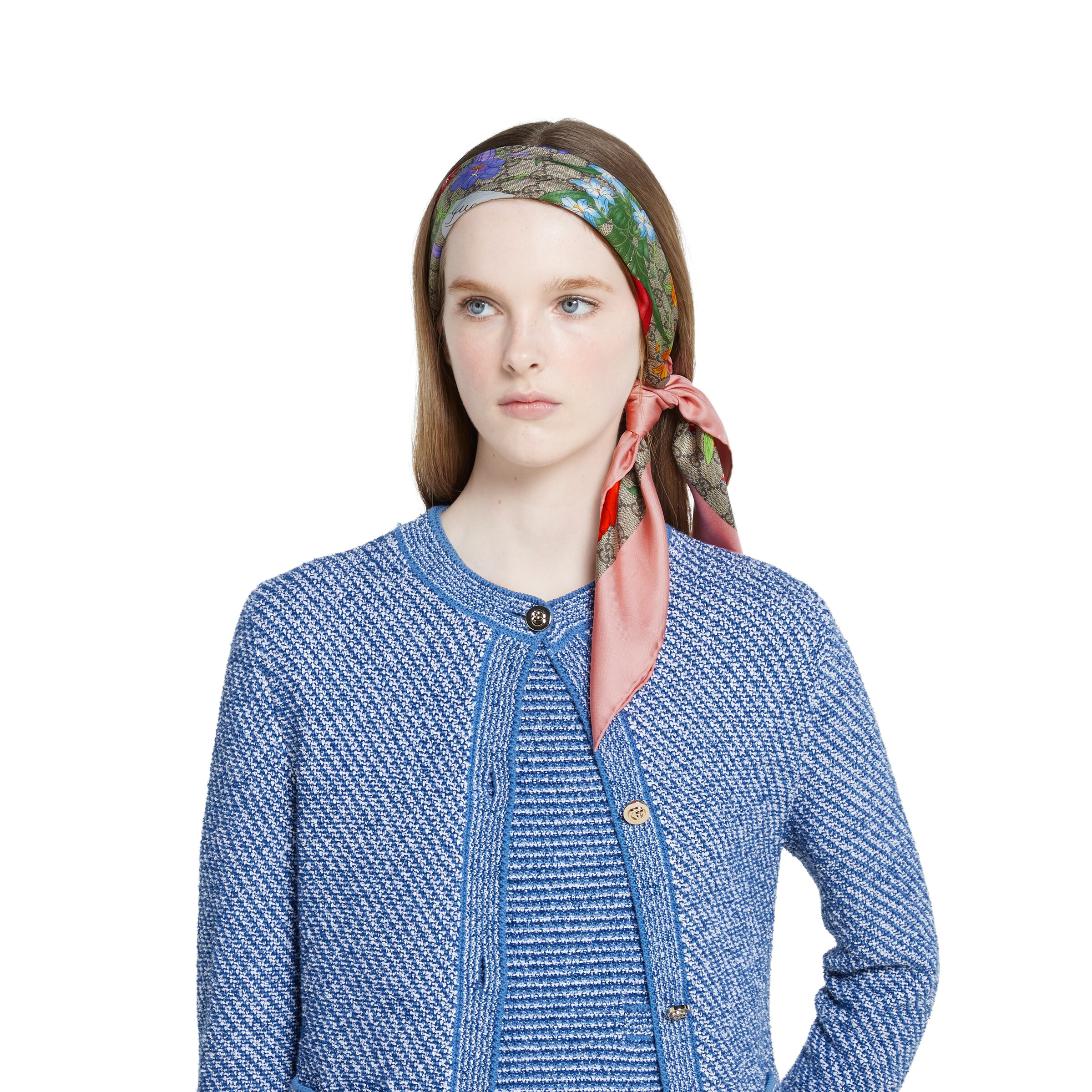 GG Flora print silk scarf - 5