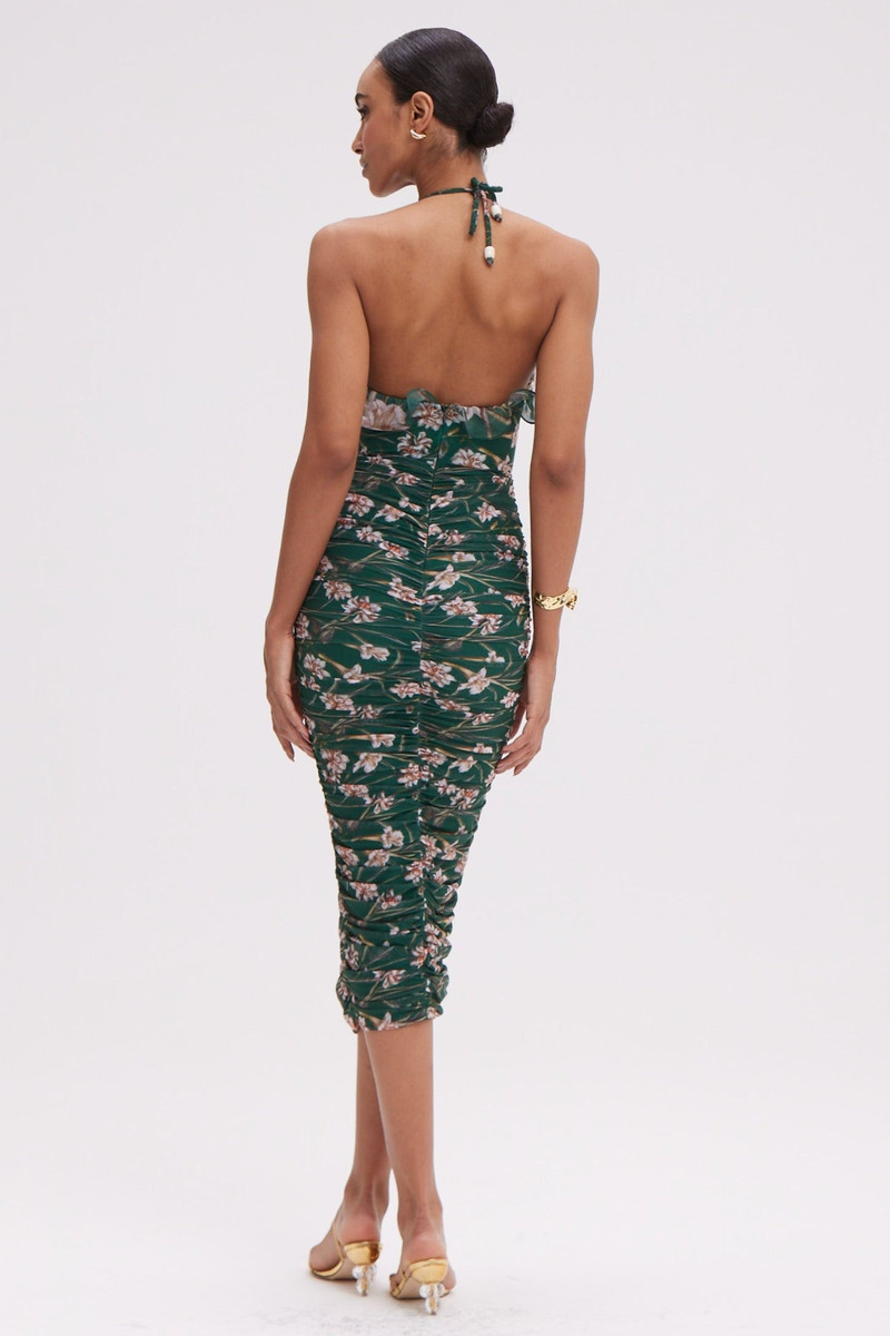 BOTANIC RETRO FLUTTER MIDI DRESS 3