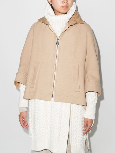 Chloé high-neck zipped wool-blend cape outlook