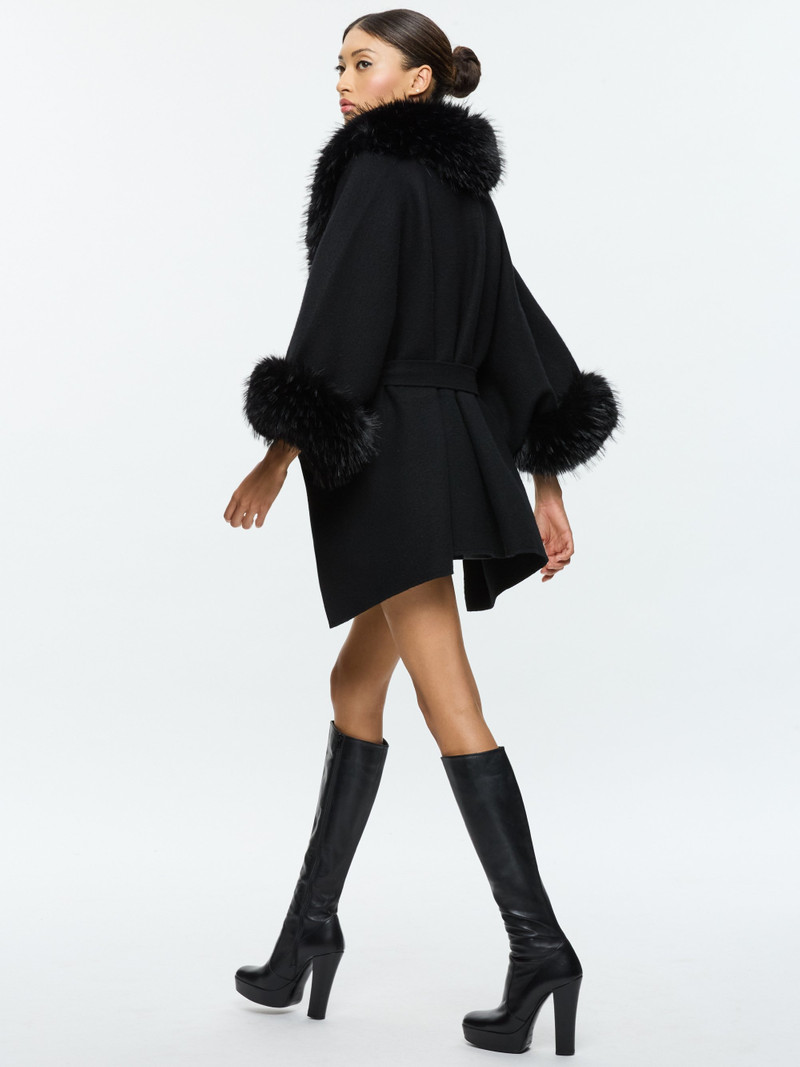 Alice + Olivia JOANNE SWEATER COAT WITH FAUX FUR TRIM outlook