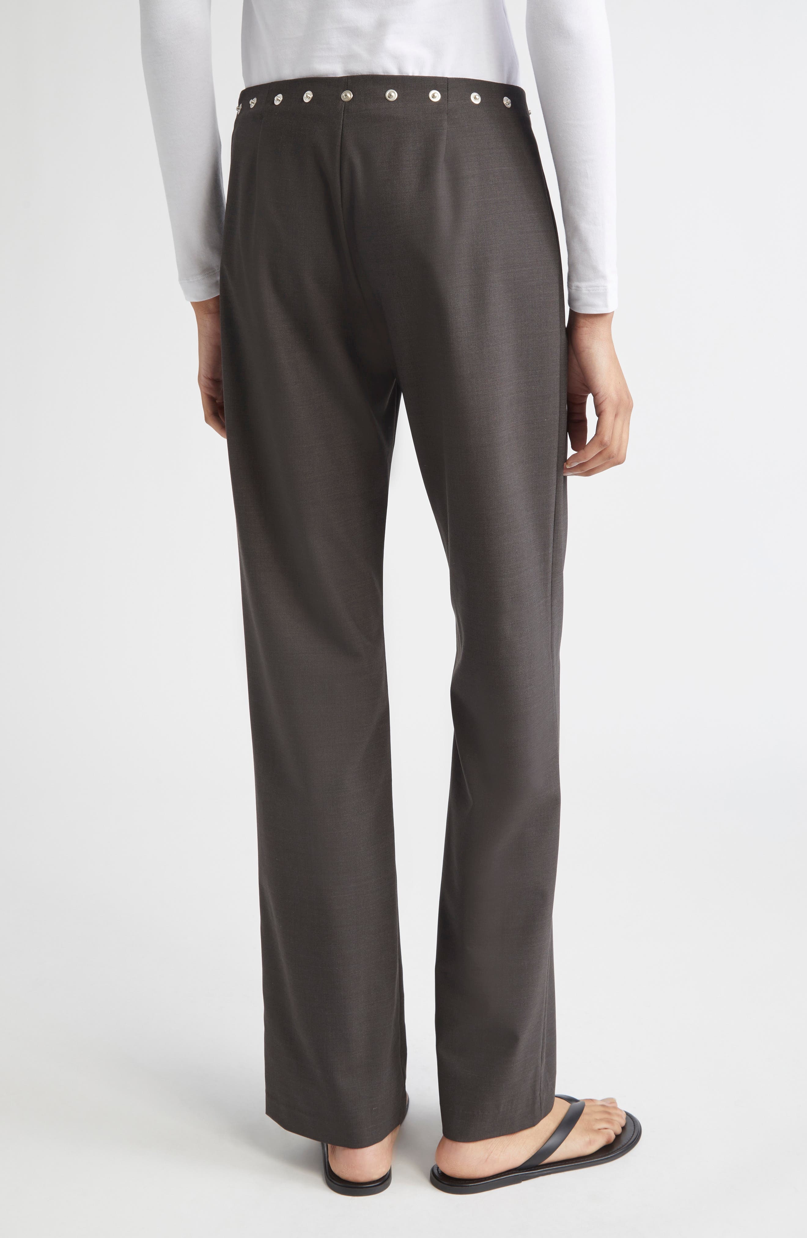 Paloma Wool Dain Snap Detail Bootcut Trousers in Brown at Nordstrom - 3