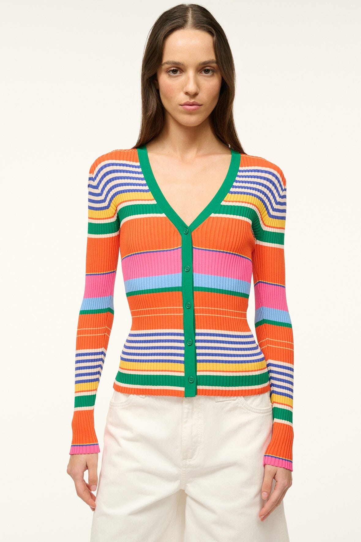 STAUD CARGO SWEATER MULTI BAYADERE STRIPE - 1