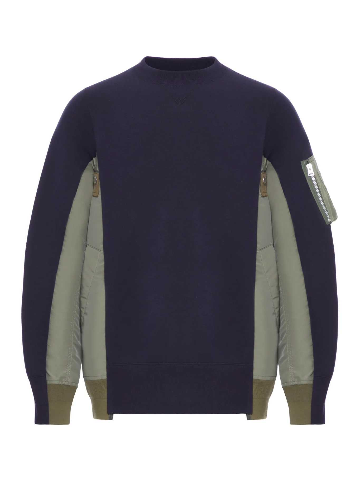 COTTON BLEND SWEATSHIRT WITH NYLON DETAILS APPLIED - 1