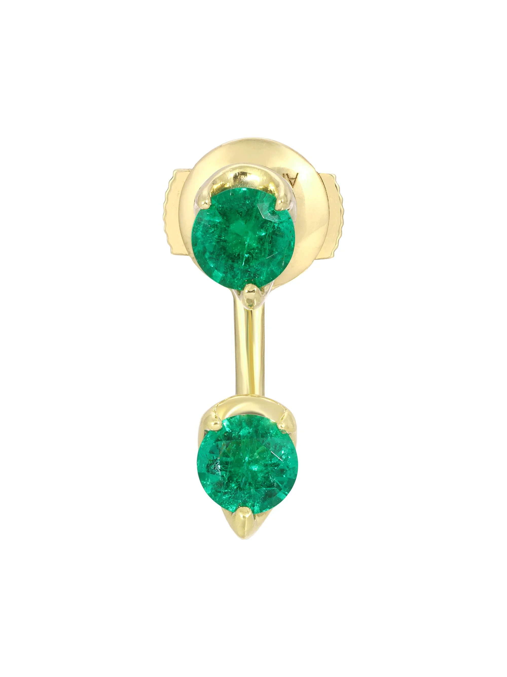 Women's Orbit 18K Yellow Gold & Emerald Single Earring - Green - 1