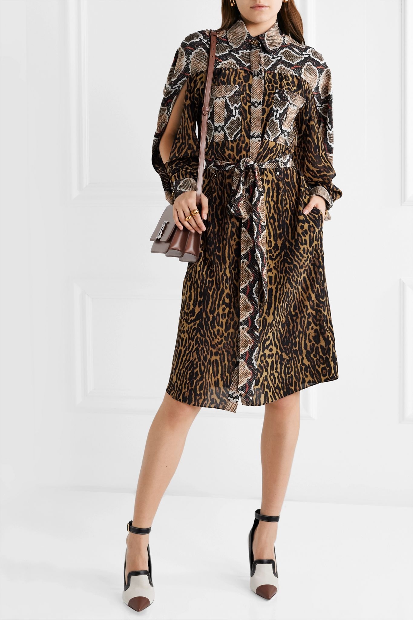 Belted animal-print silk-crepe dress - 2