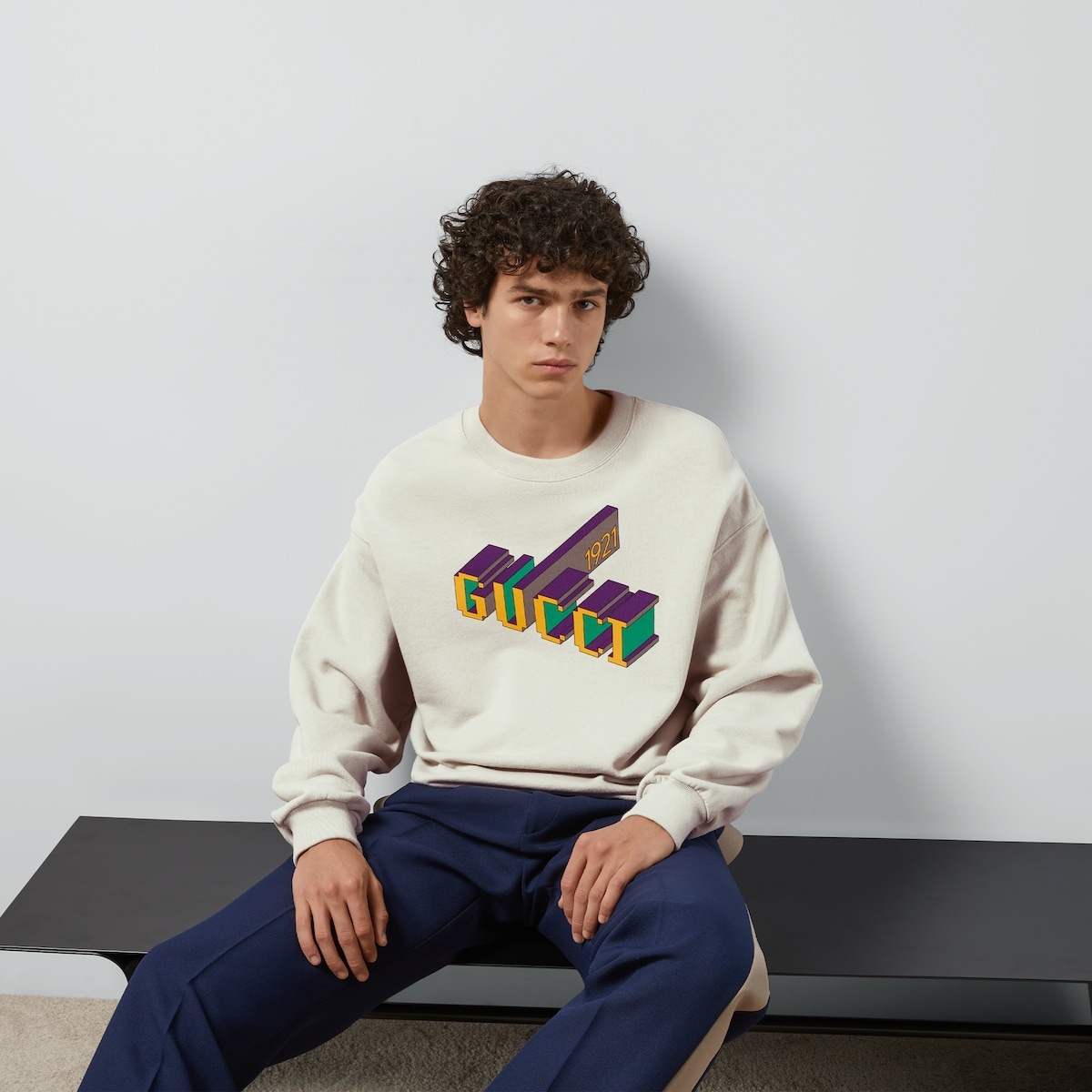 Cotton jersey sweatshirt with print - 5