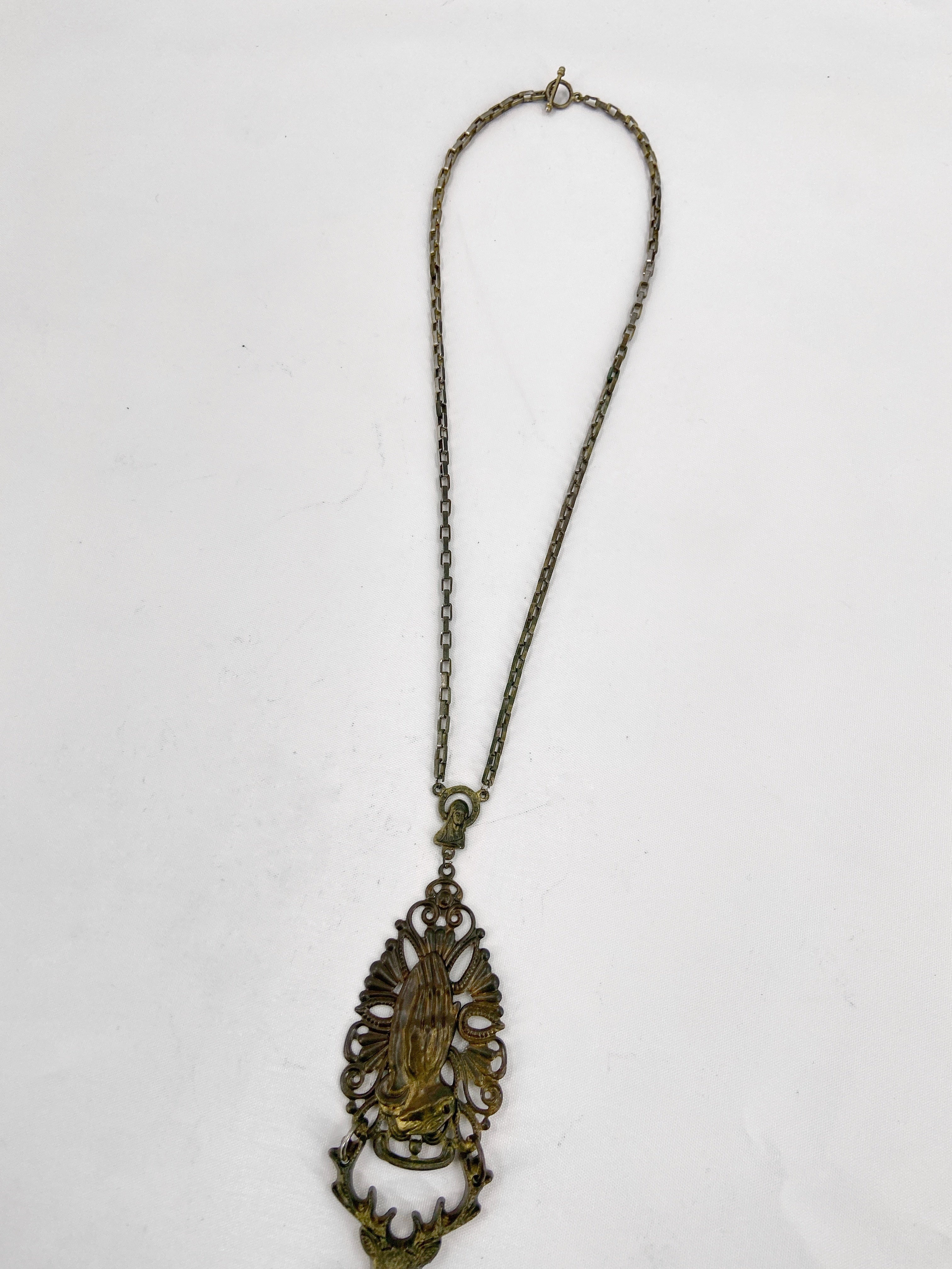 Jean Paul Gaultier 90S Sample Praying Deer Cross Long Necklace - 11