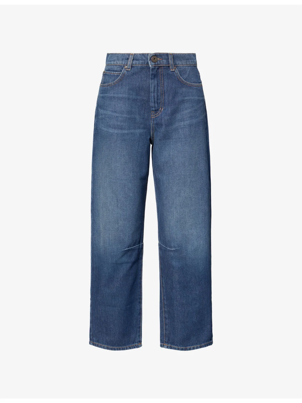 Barrel-Leg Mid-Rise Denim Jeans - 1
