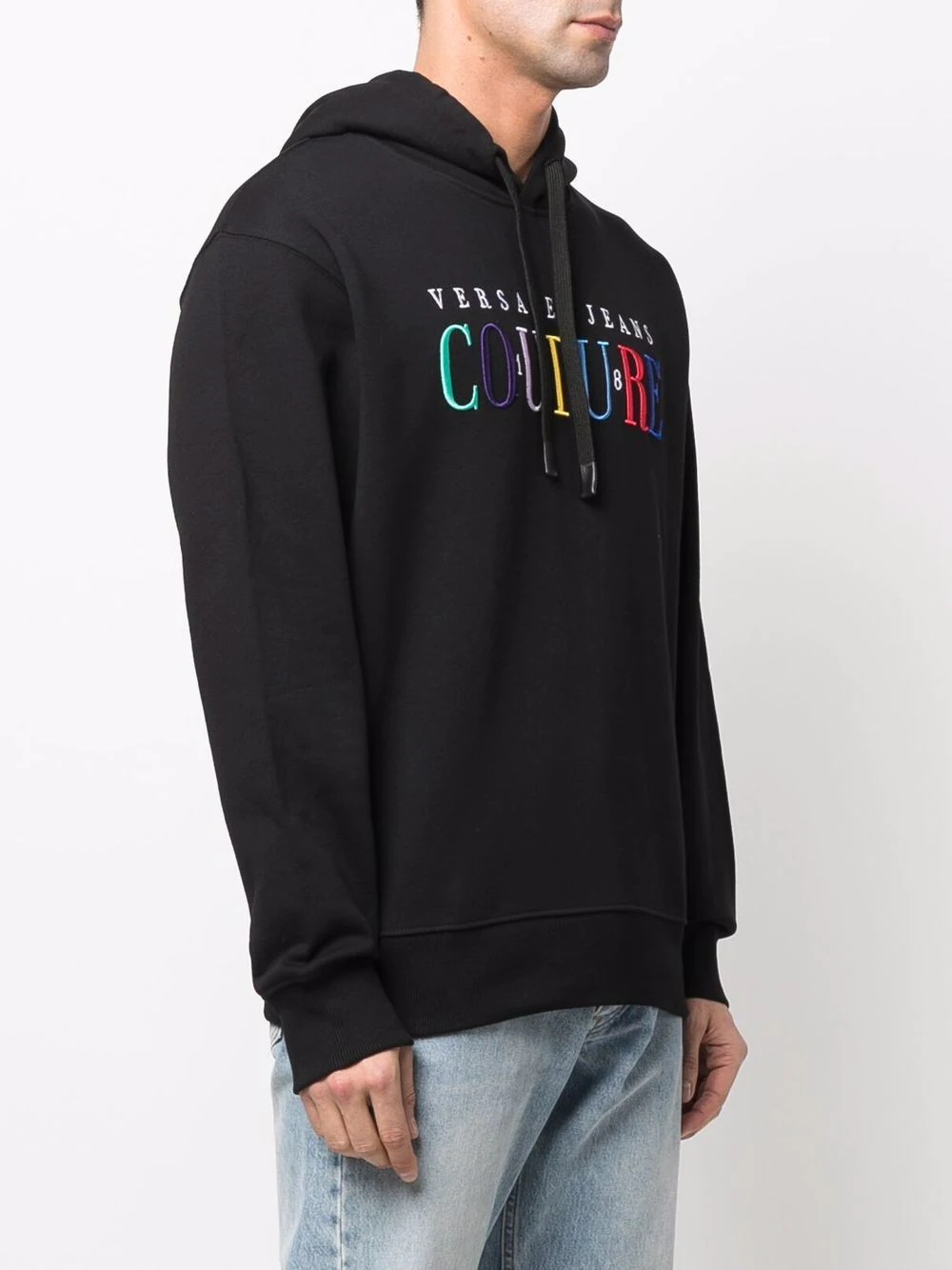 embroidered-logo cotton hoodie - 3