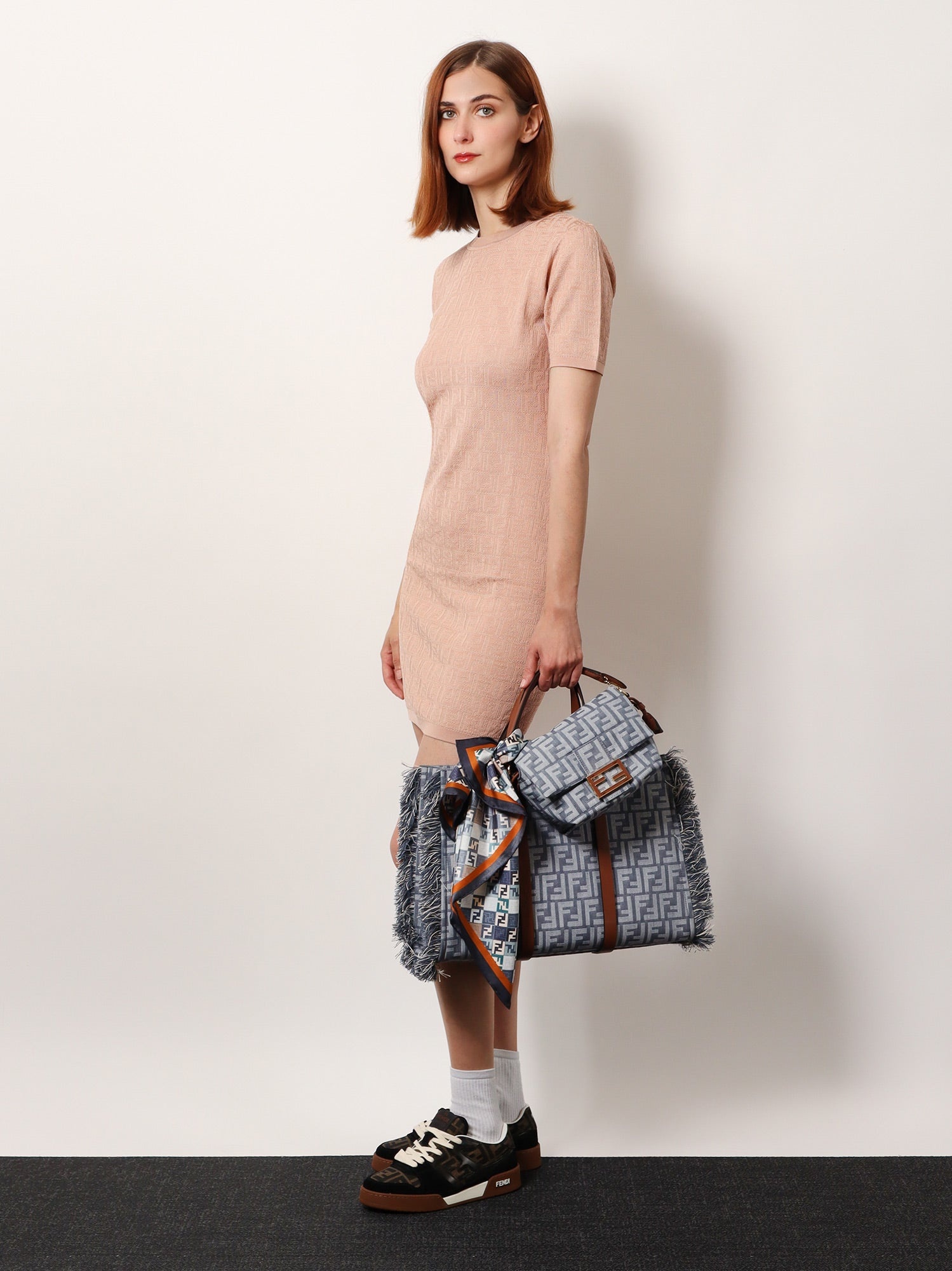 Fendi Summer Tote Ff Jacquard Fabric Shoulder Bag With Fringes - 2