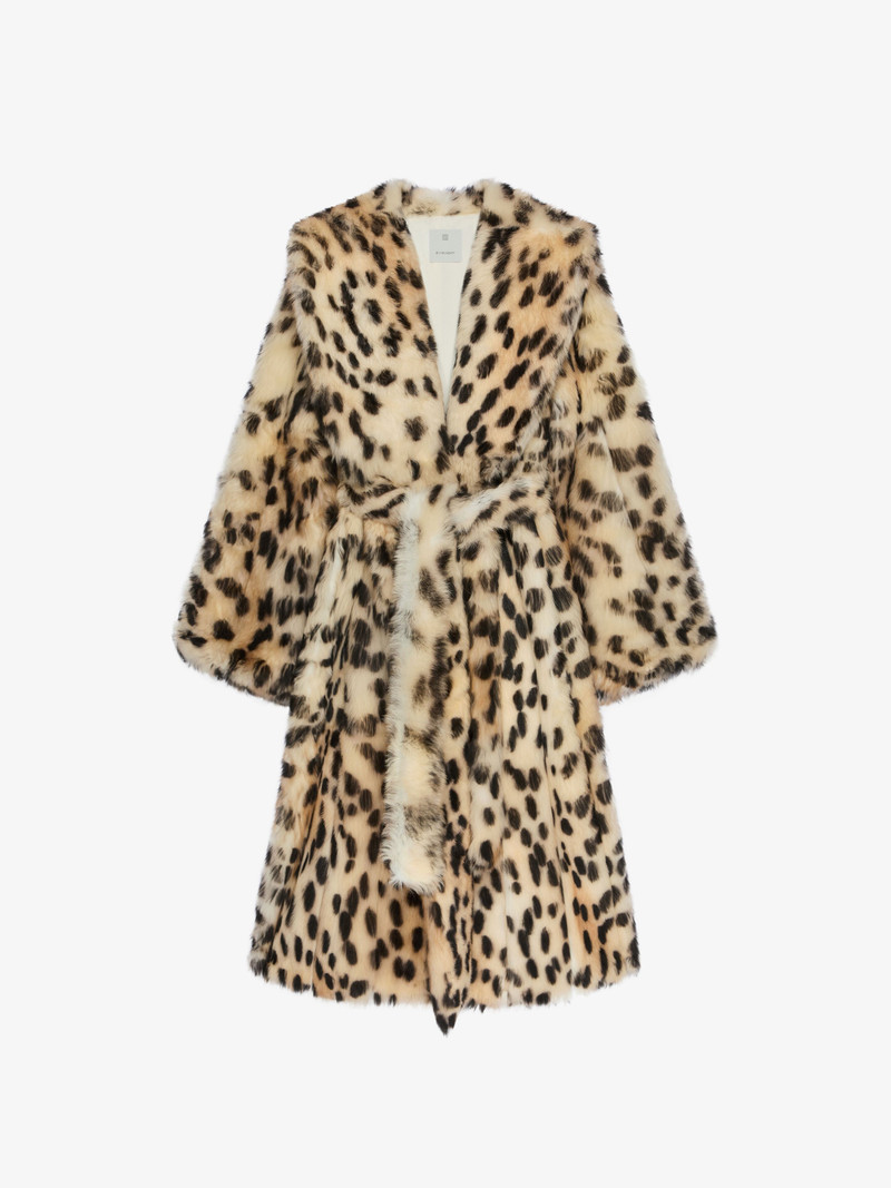 OVERSIZED COAT IN FUR WITH LEOPARD PRINT - 1