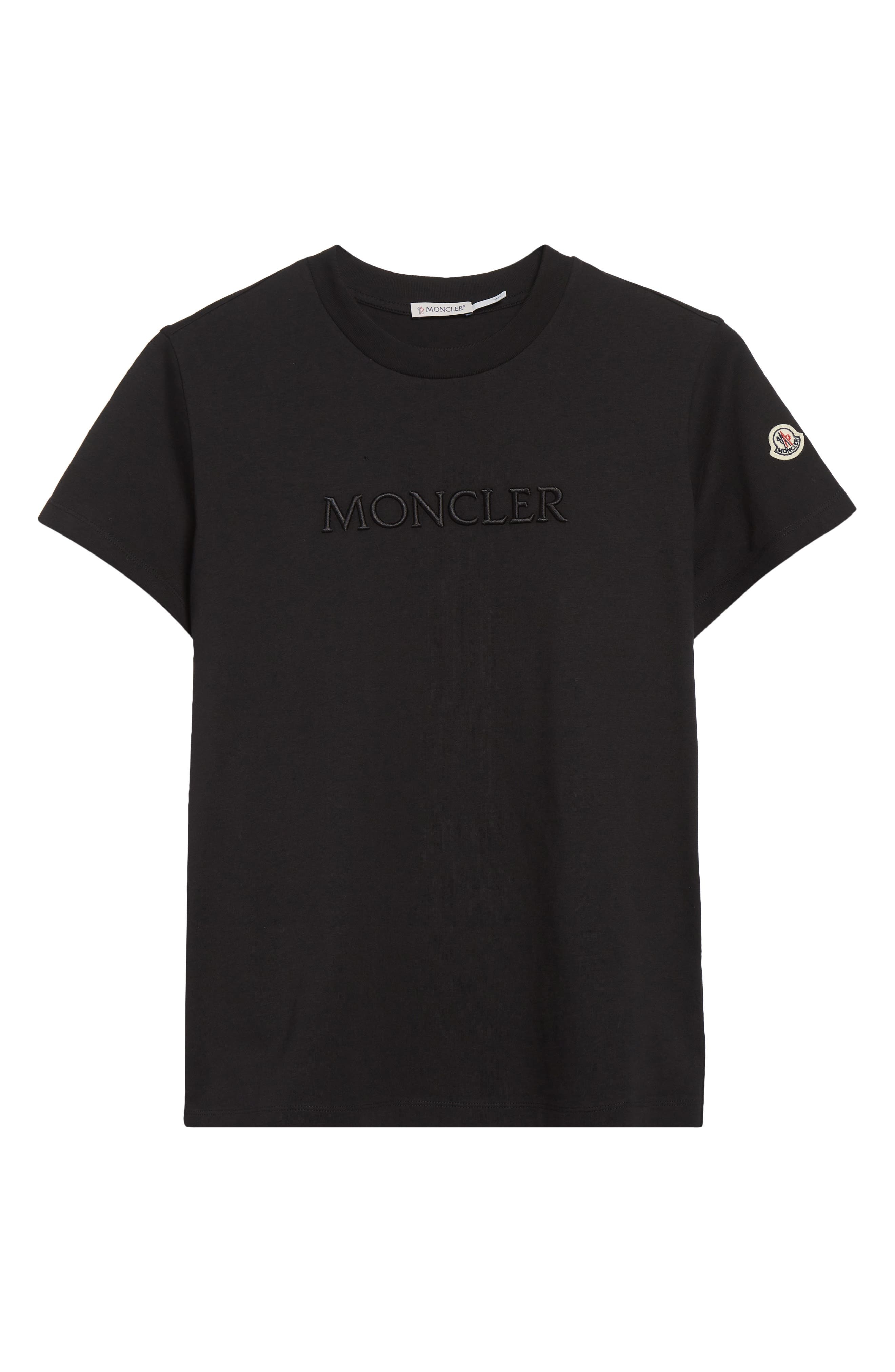 Moncler Logo Embroidered Cotton T-Shirt in Black at Nordstrom - 5