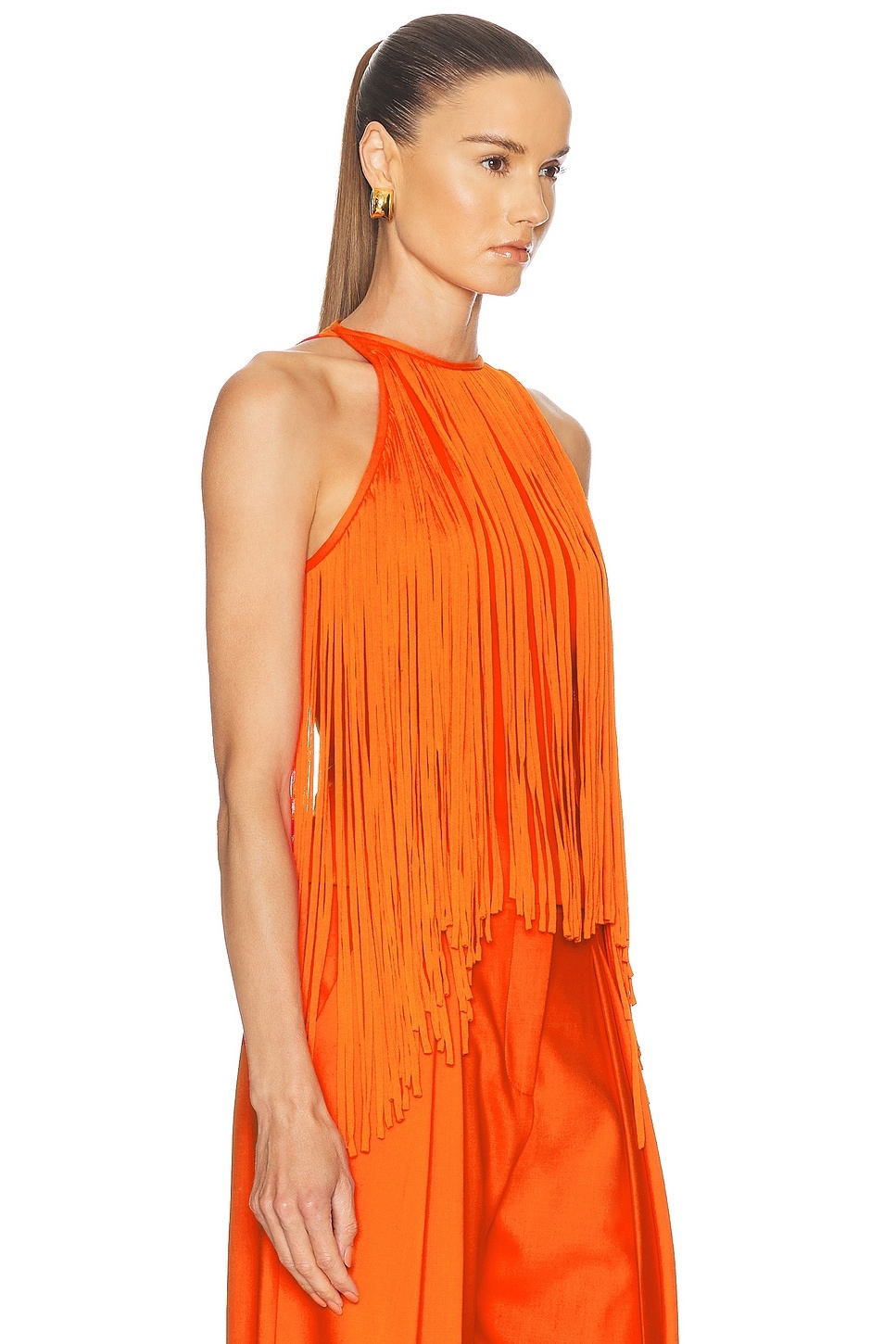 Fringe Neckline Halter Top - 2