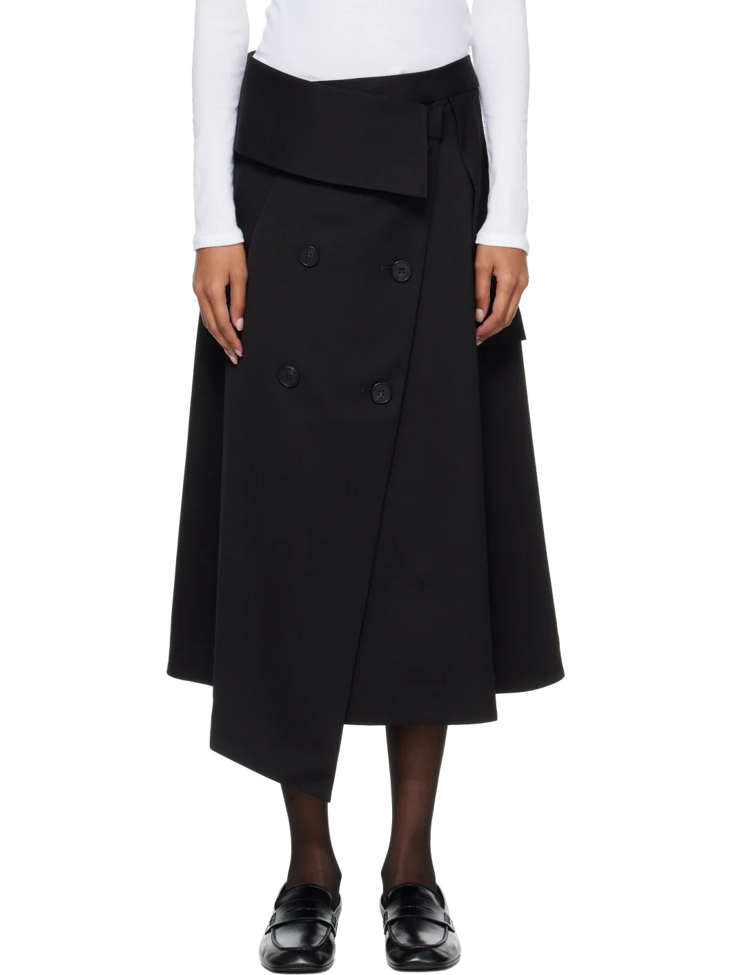 Black Deconstructed Trench Midi Skirt - 1