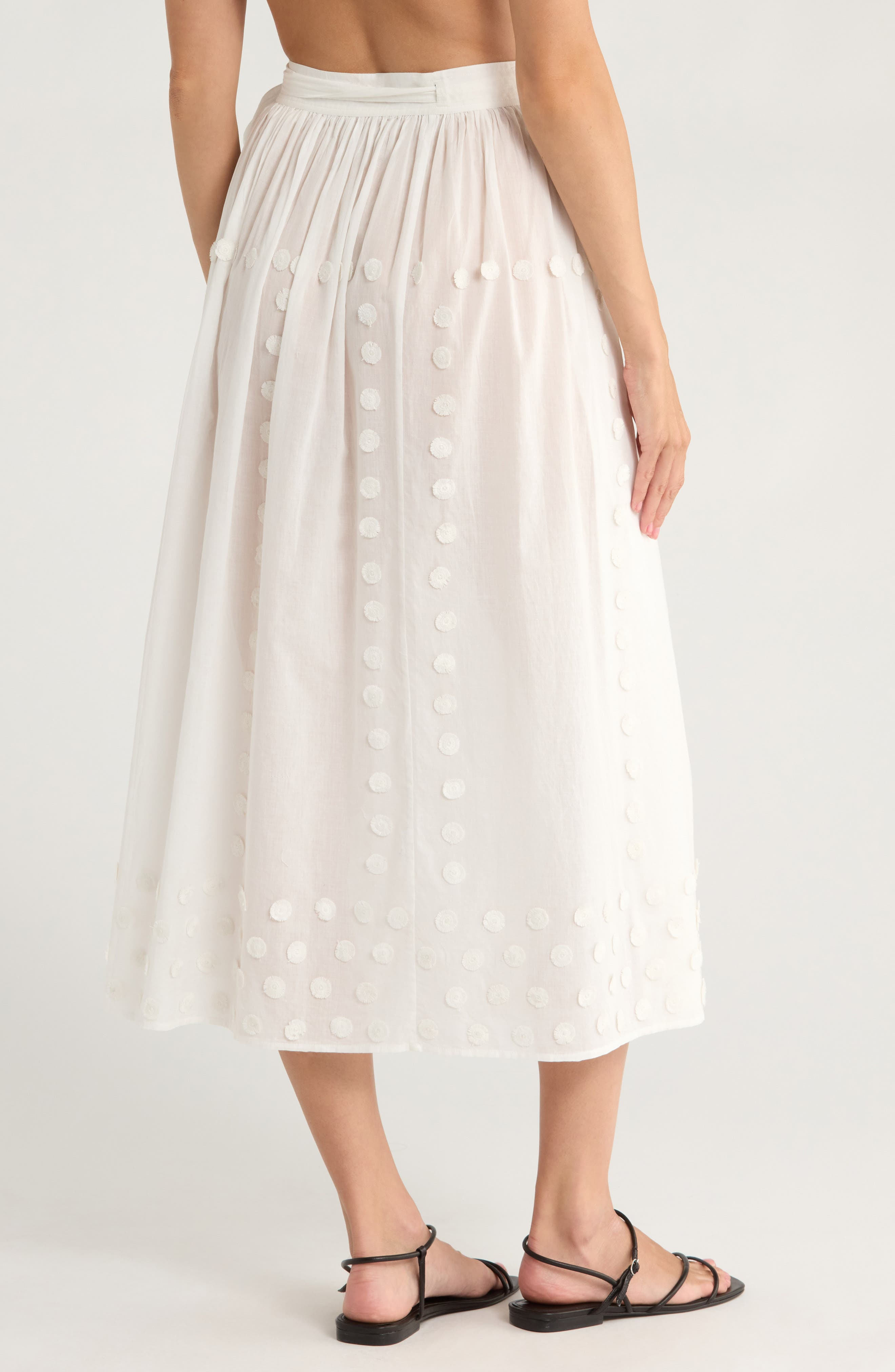 Ulla Johnson Kyla Floral Appliqué Cotton Cover-Up Wrap Skirt in Pristine at Nordstrom - 2
