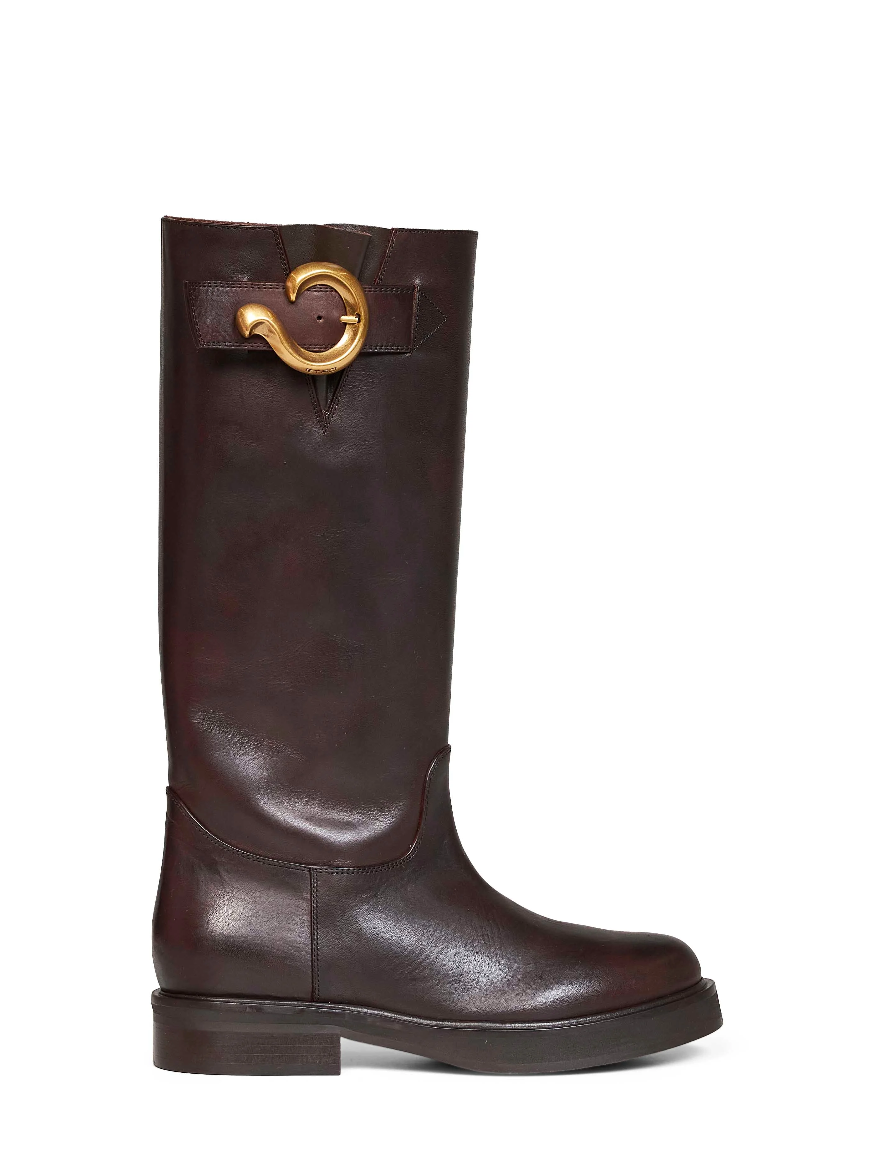 Brown leather high boots with Paisley buckle - 1