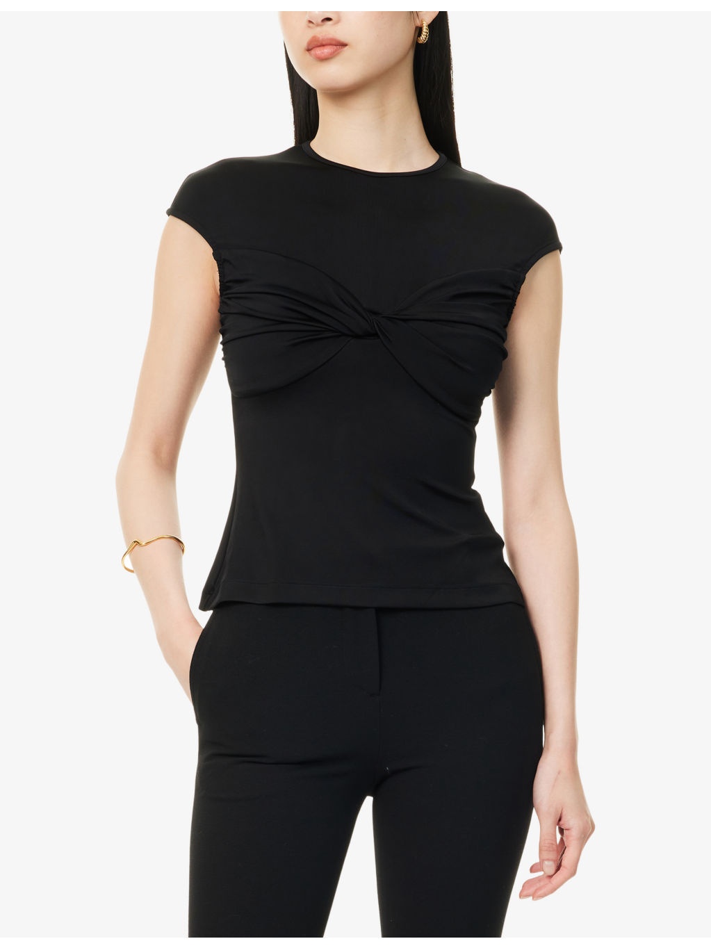 Paola Twist-Front Stretch-Jersey Top - 3