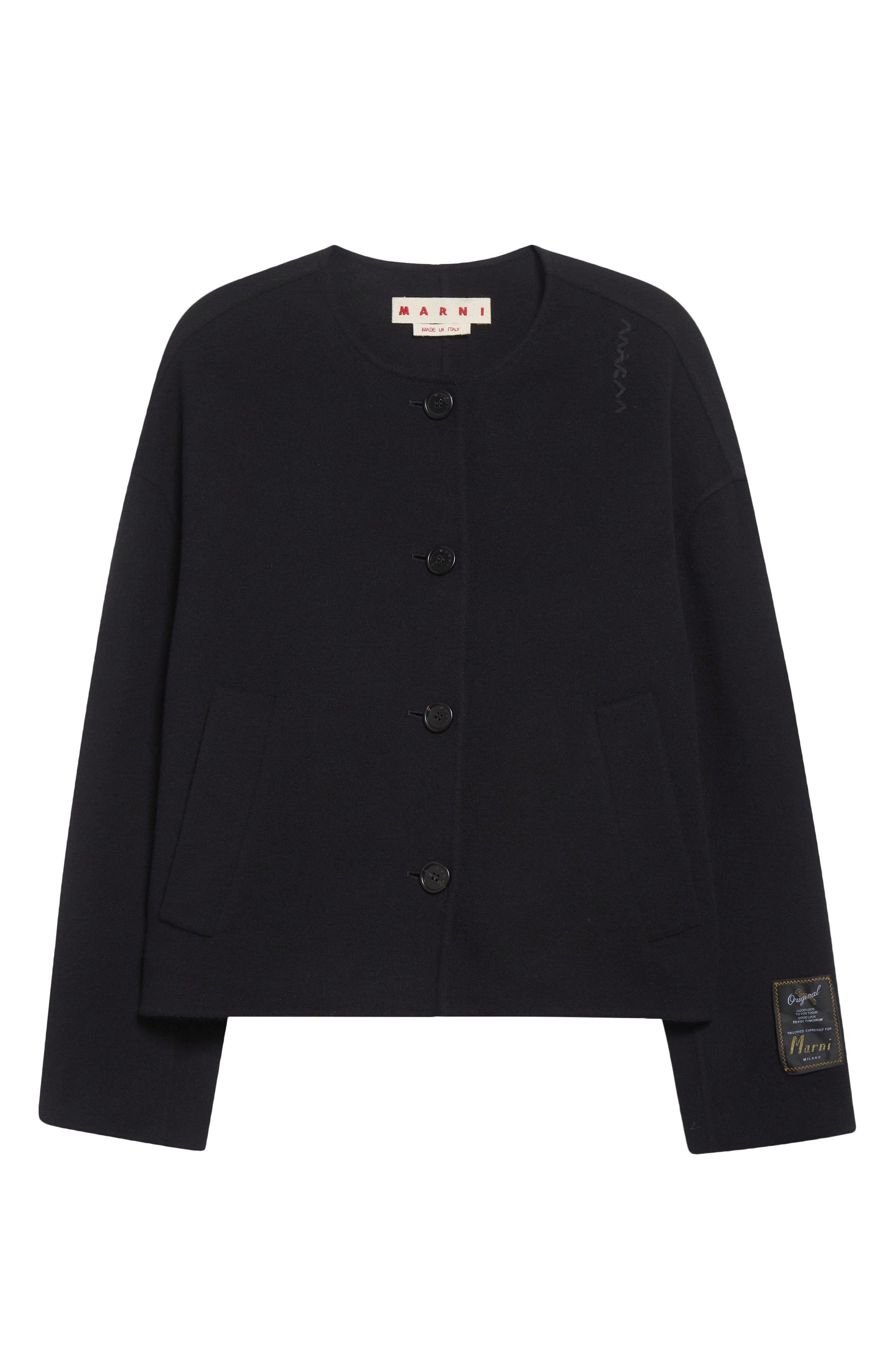 Marni Double Face Virgin Wool & Cashmere Jacket in 00N99 Black at Nordstrom - 7