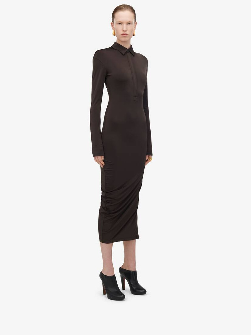 Women's Fitted Shirt Dress in Ebony 3