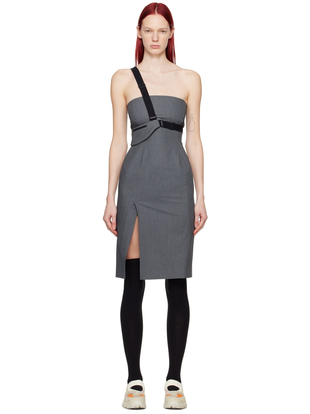 SSENSE Exclusive Gray Cinch Bag Dress - 1