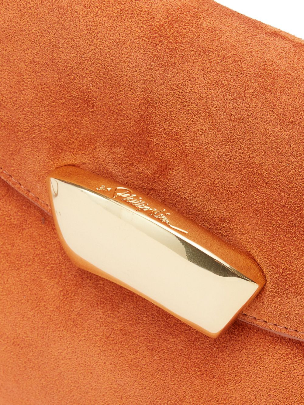 curved-flap suede clutch - 4