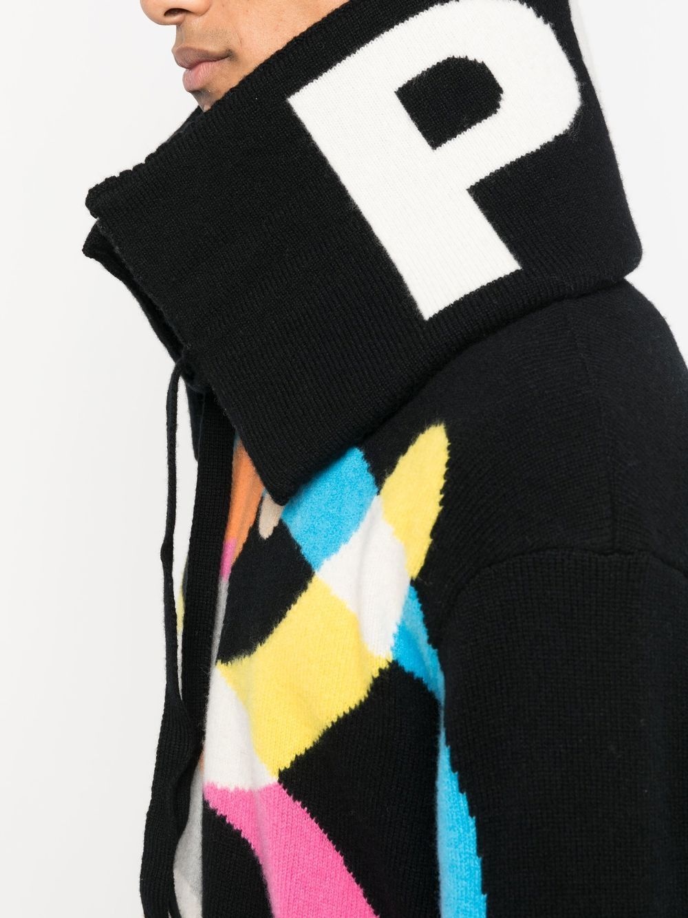 Hyper abstract-pattern detachable-collar jumper - 6