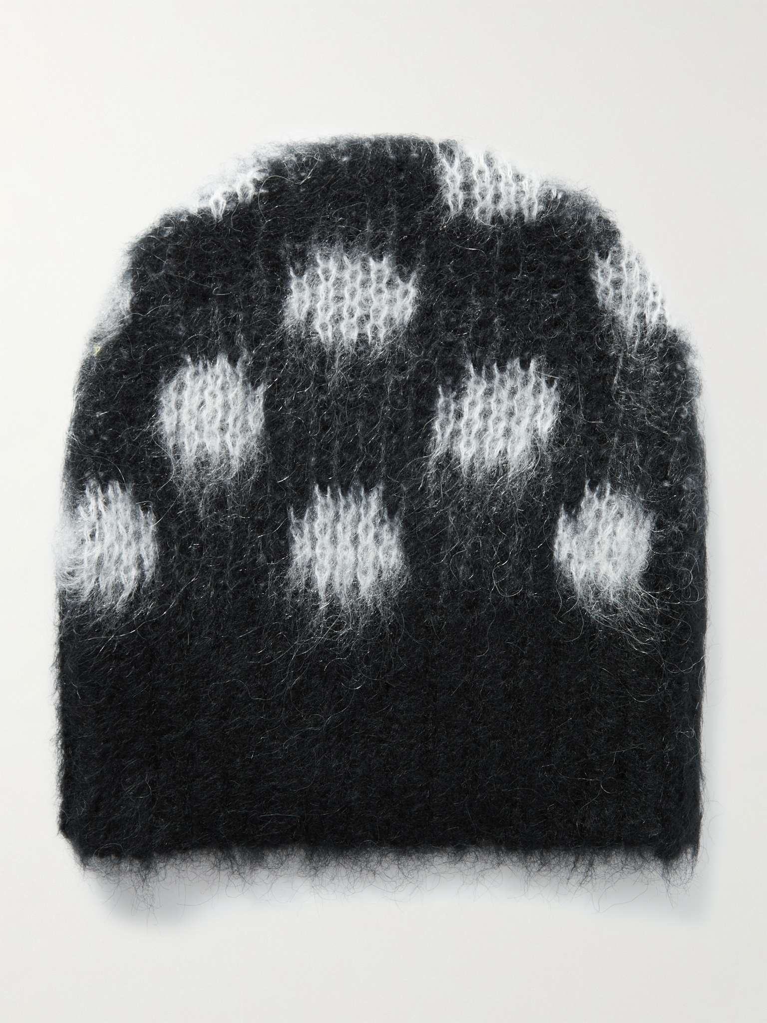 Polka-Dot Brushed-Knit Beanie - 1