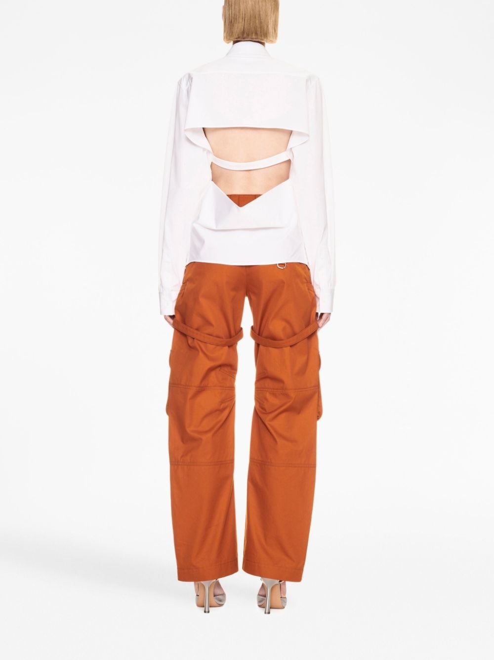 cut-out buckled poplin shirt - 4