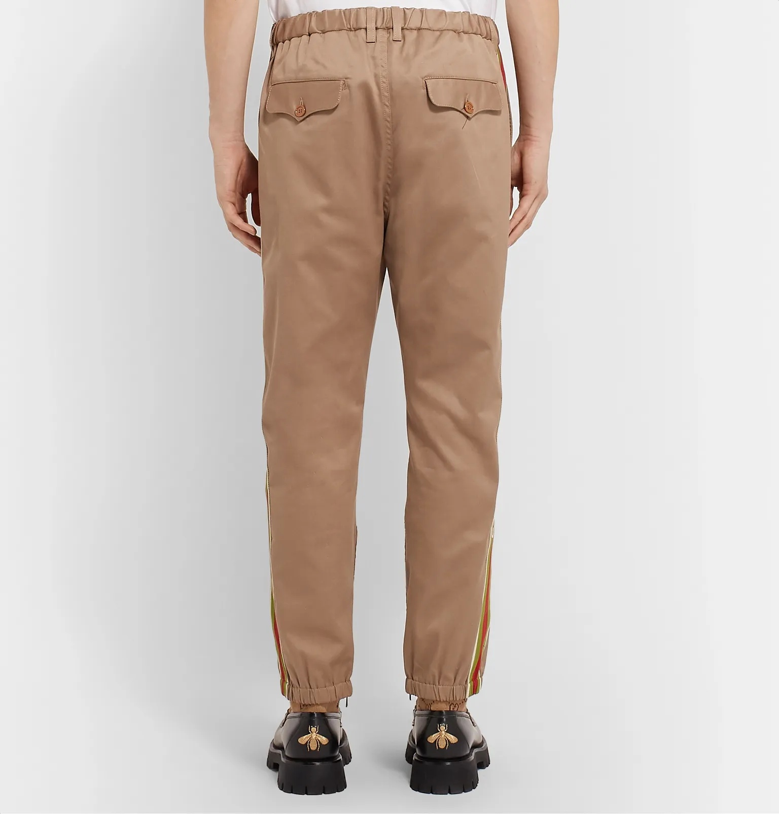 Slim-Fit Webbing-Trimmed Cotton-Drill Trousers - 5