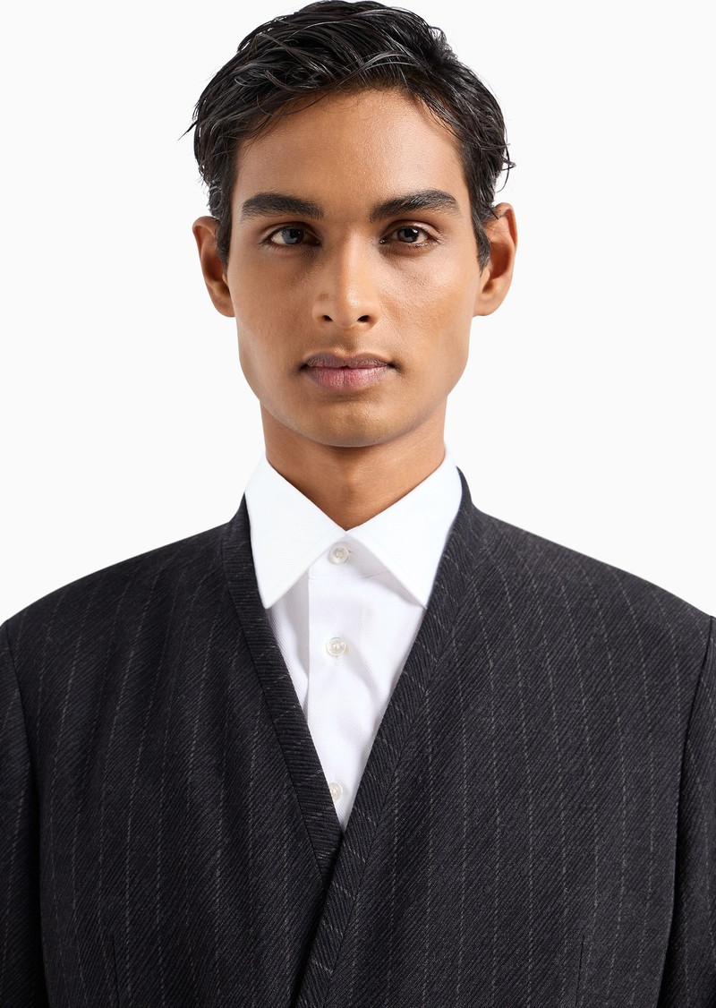 Upton Line single-breasted suit in pinstriped jacquard virgin wool 5