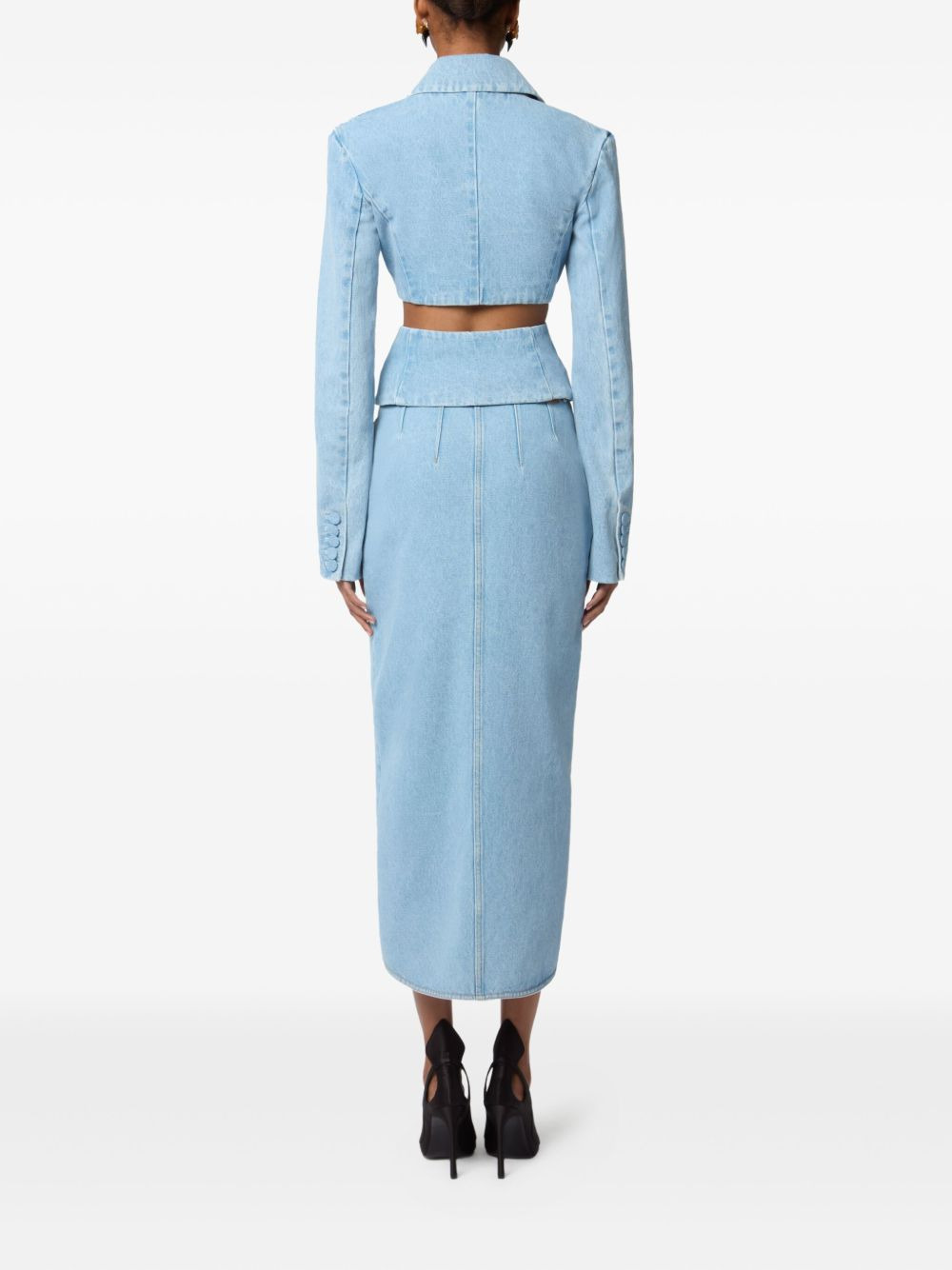 draped denim midi skirt - 4