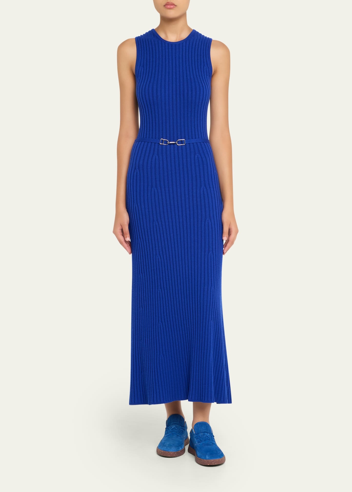 Meier Belted Cashmere Rib Midi Dress - 2