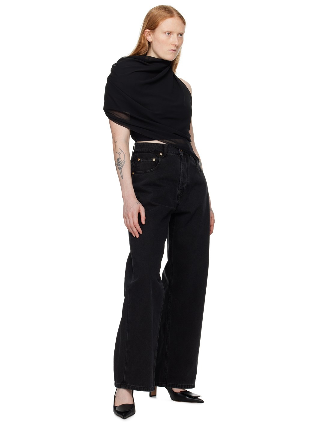 JACQUEMUS Black Les Sculptures 'Le de-Nîmes large' Jeans