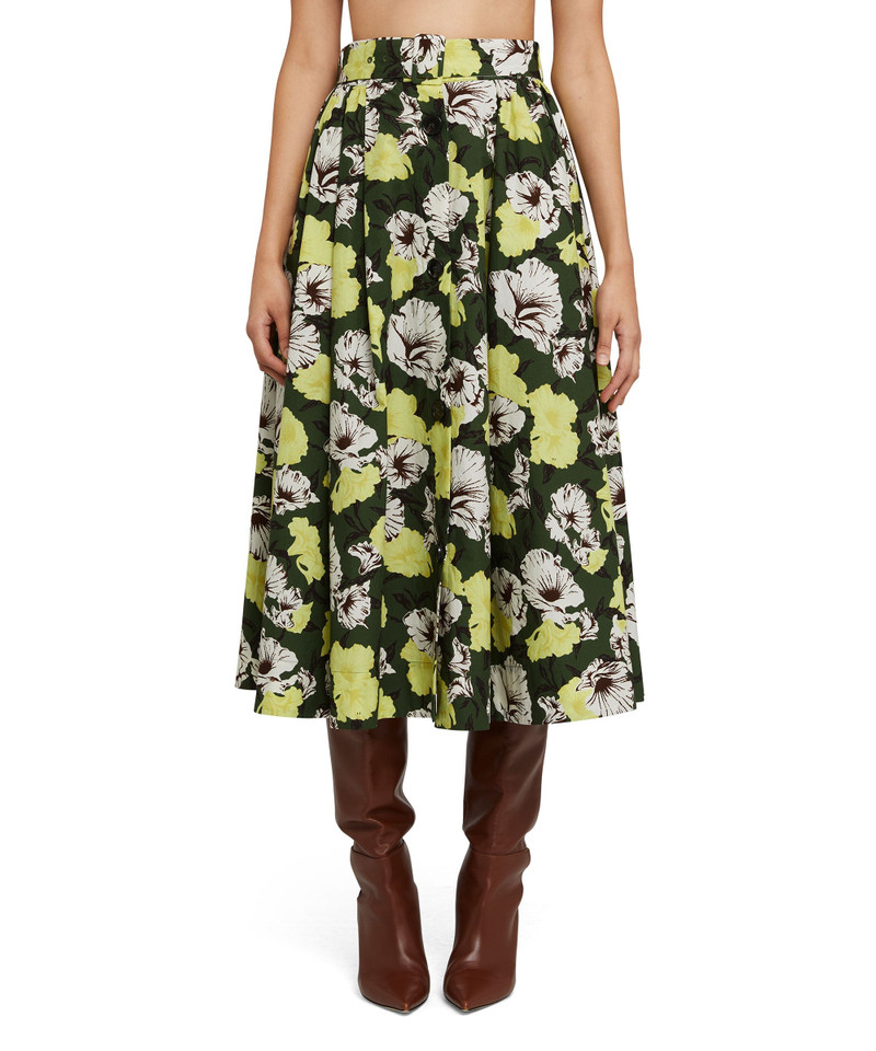 Poplin cotton wheel skirt with "Camo Hibiscus" pattern 5