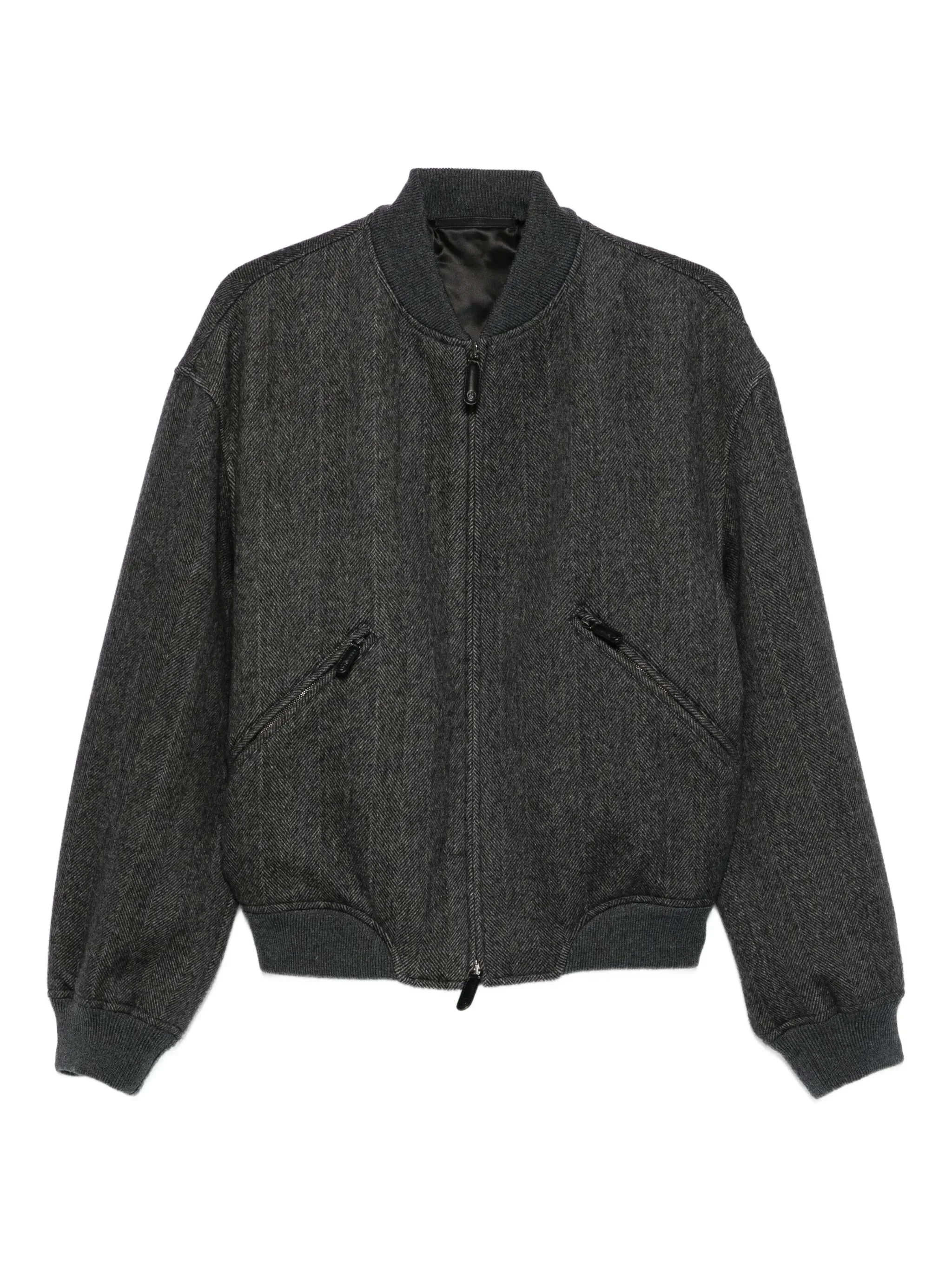 Giorgio Armani Herringbone Zip-front Bomber Jacket - 1