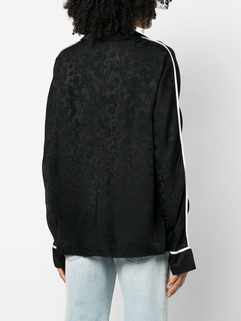 floral jacquard V-neck blouse 4