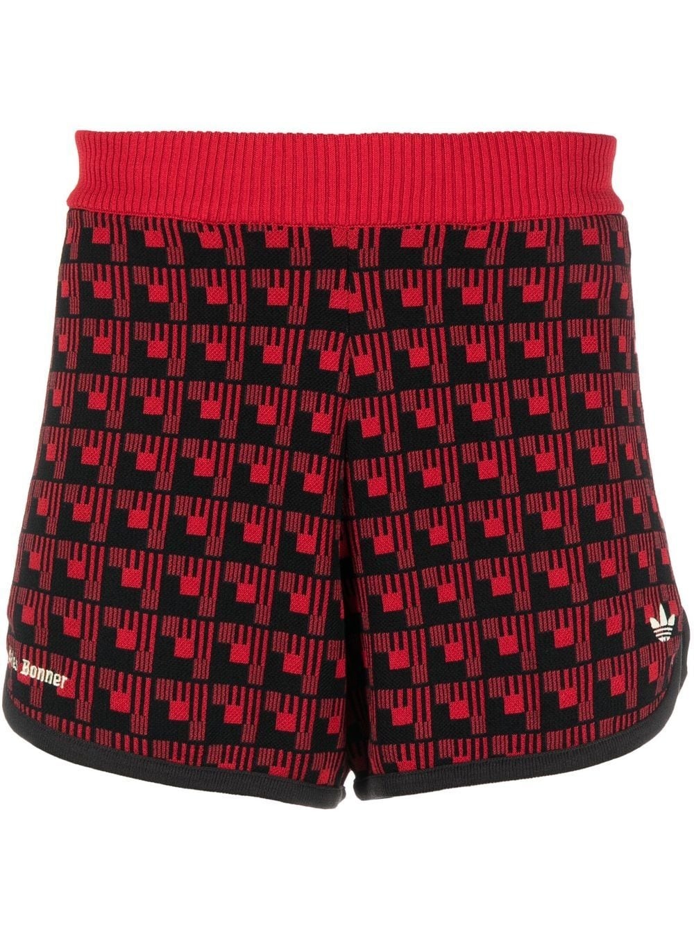 monogram-print knitted shorts - 1