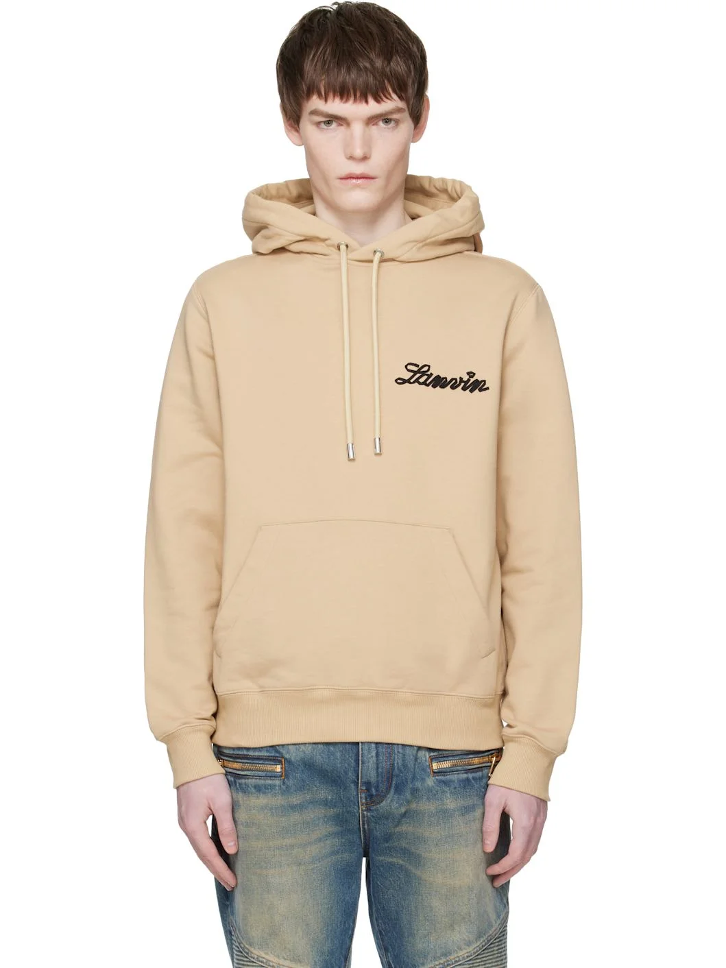 Tan 'Lanvin Ribbon' Hoodie - 1