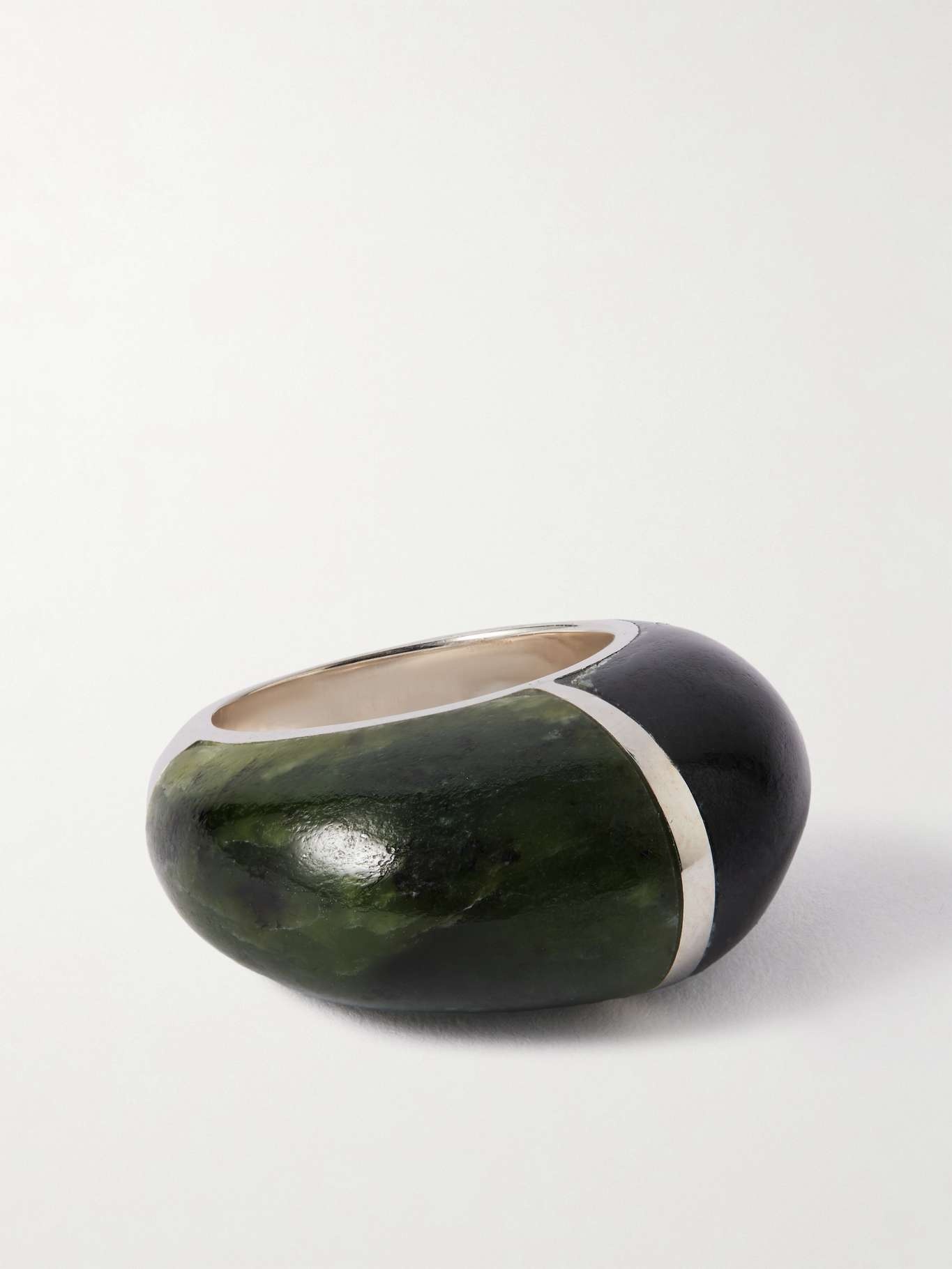 Division silver jade ring Black - 1