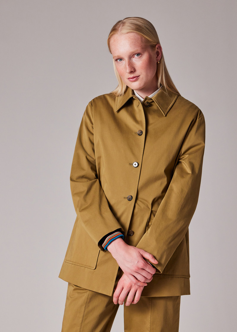 Women's Khaki Cotton-Blend Work Jacket With Detachable Gilet 10
