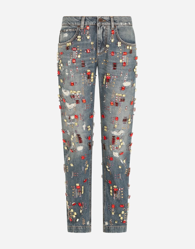 Boyfriend jeans with stone embellishment - 3