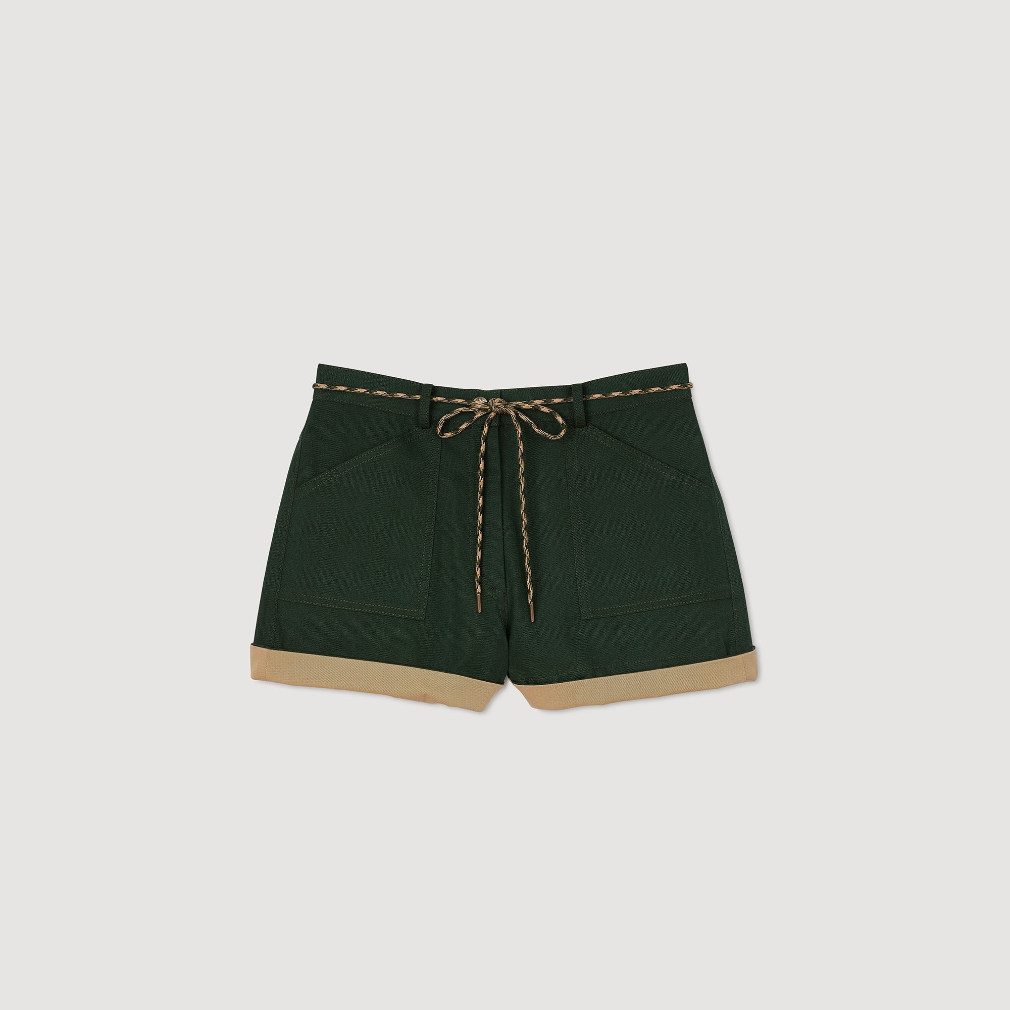TWO-TONE DRAWSTRING WAIST SHORTS - 6