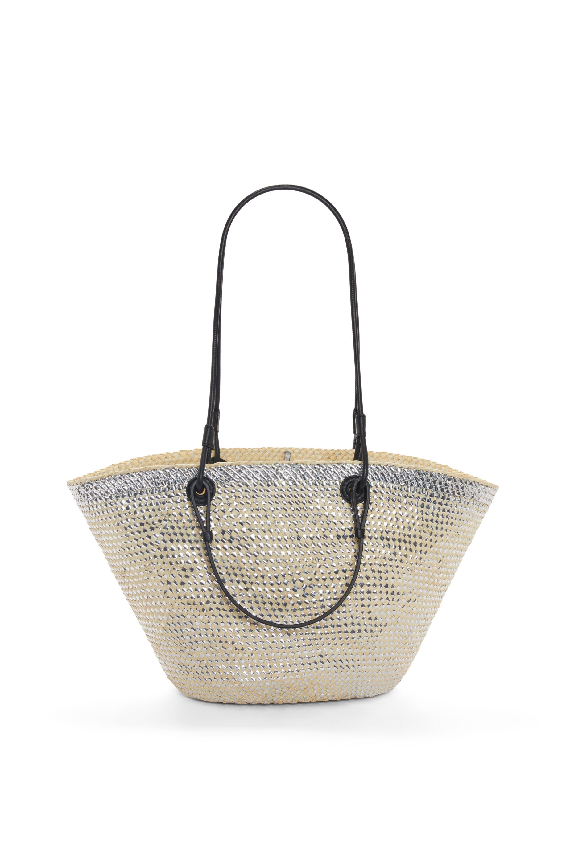 Sparkling Anagram basket bag in iraca palm and calfskin - 3