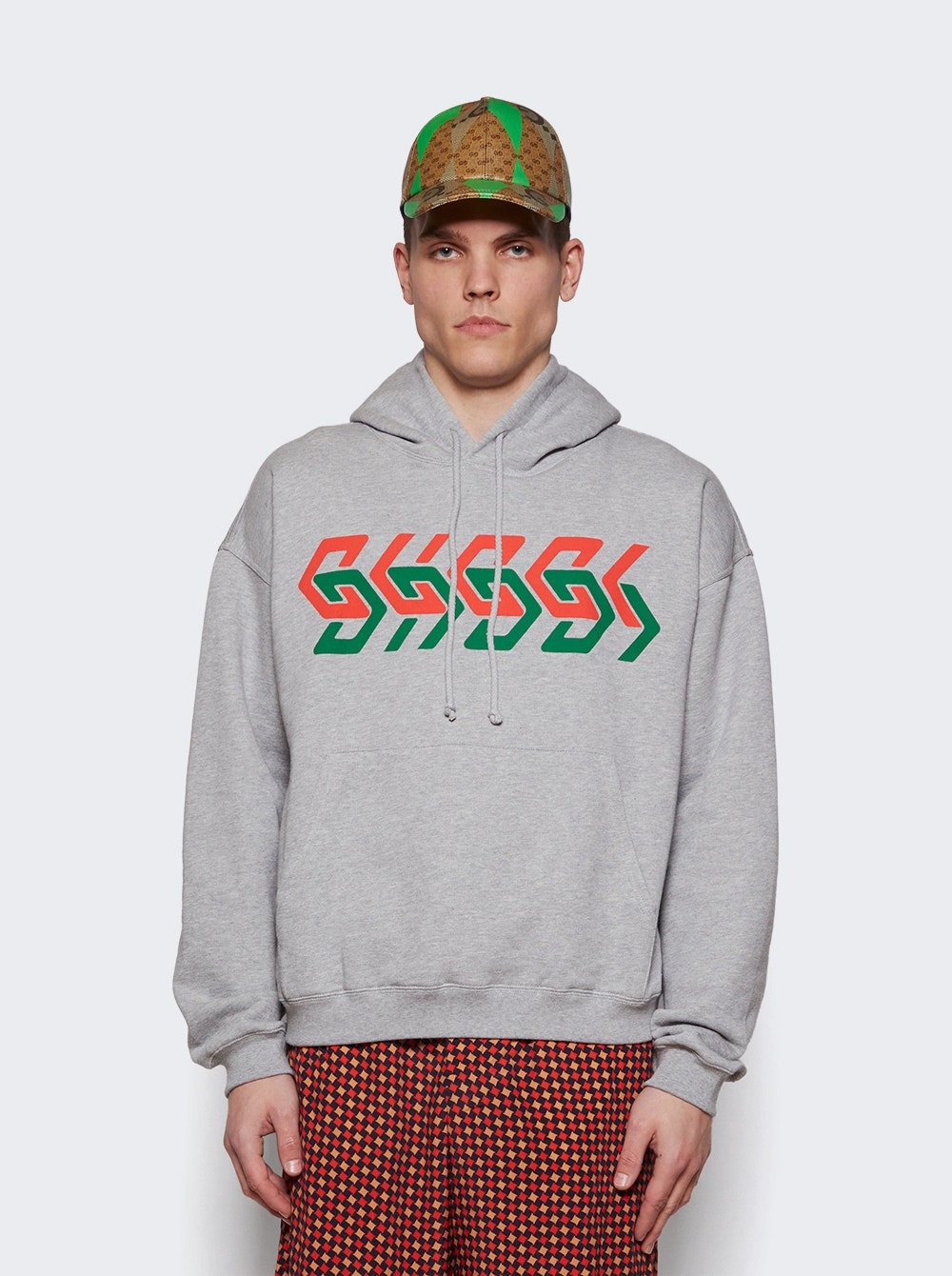 GUCCI Light Felted Cotton Jersey Hoodie Medium Grey